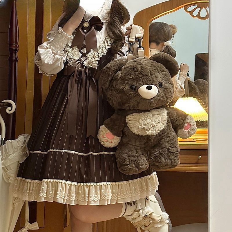Couples Bag Love Bear Cute Versatile Plush Backpack