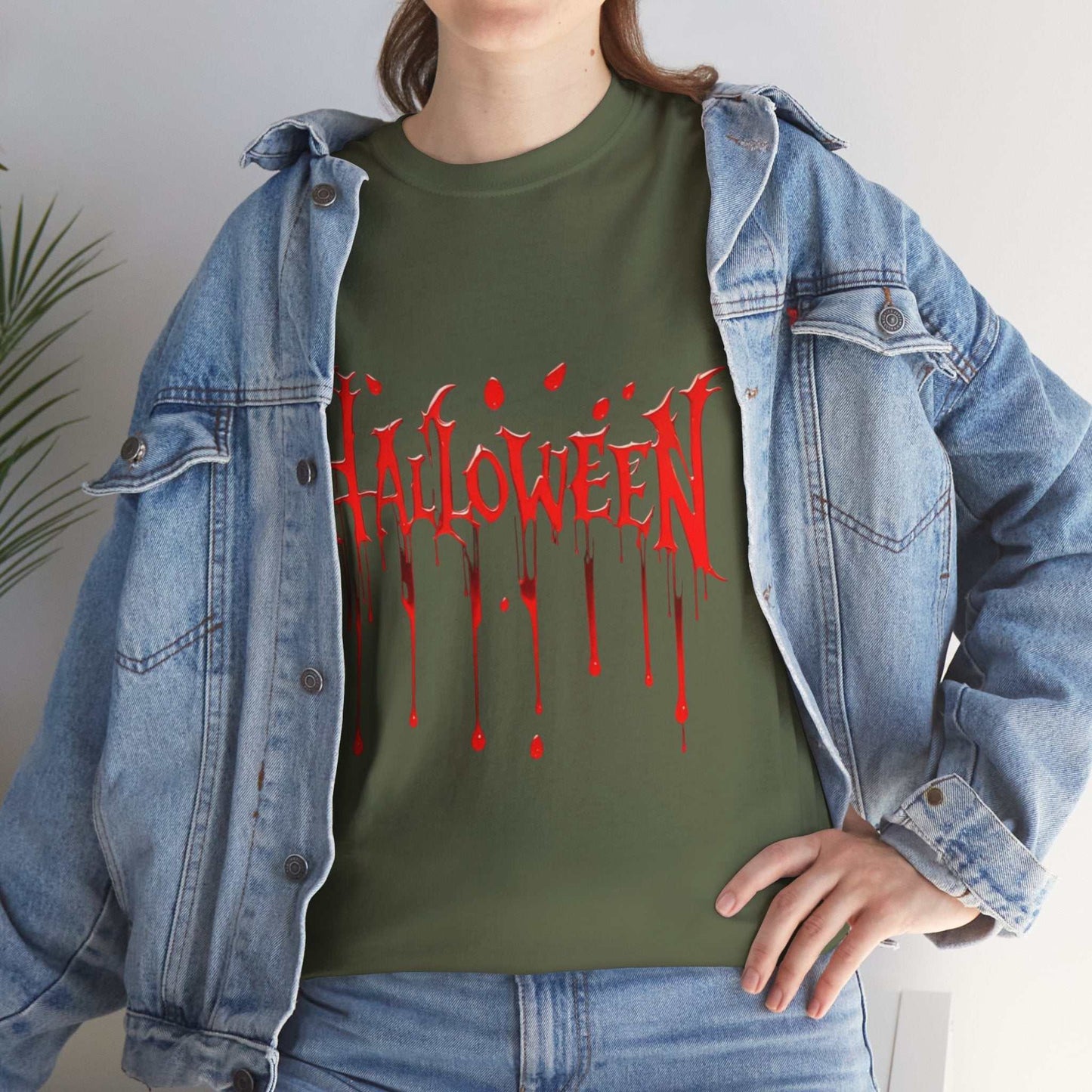 Halloween Blood Drip Unisex Heavy Cotton Tee, Spooky Shirt, Halloween Costume Gift