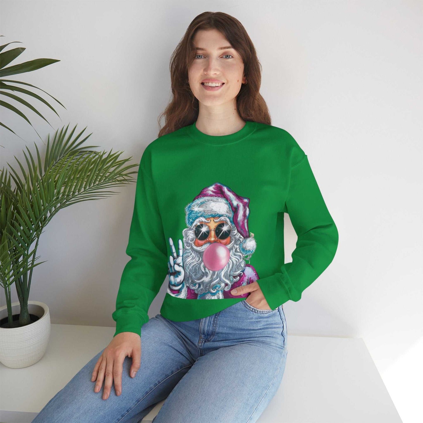 Santa Bubble Gum Christmas Sweatshirt, Funny Santa Gift, Christmas Sweater
