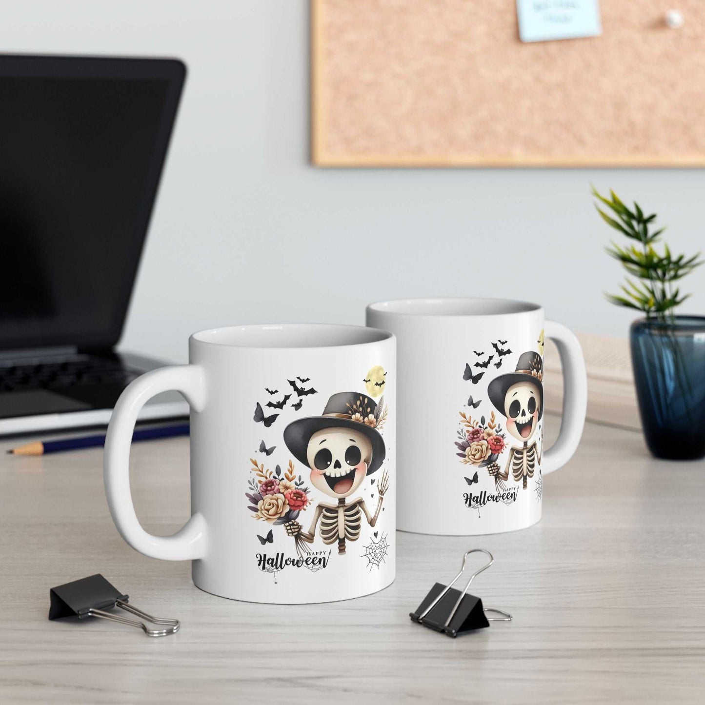 Funny Skeleton Kids Halloween Mugs, Spooky Season Gift