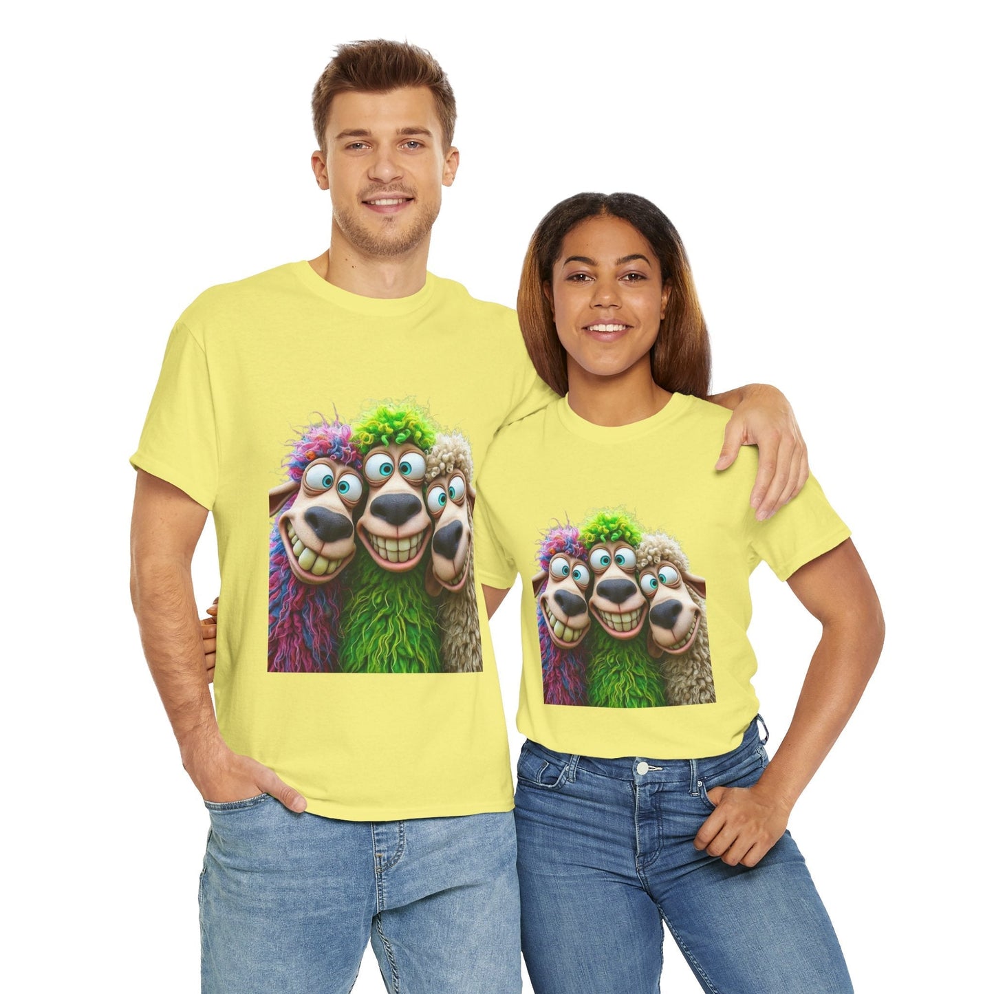 Whimsical Sheep Graphic Tee, Unisex Heavy Cotton Tee Gift