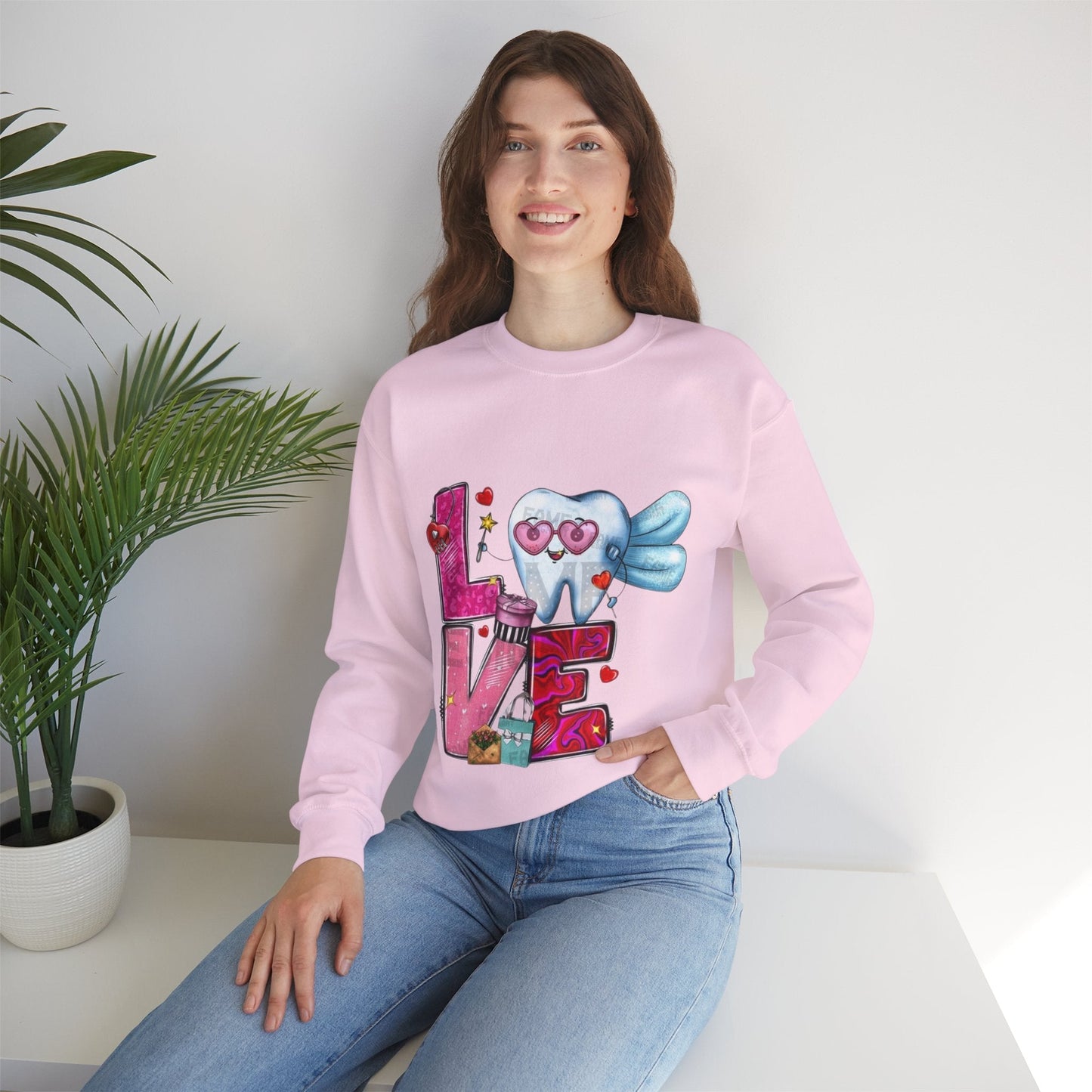 Love Dental Valentine Sweatshirt, Dental Hygienist Gift