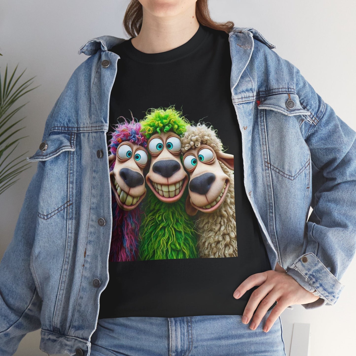 Whimsical Sheep Graphic Tee, Unisex Heavy Cotton Tee Gift