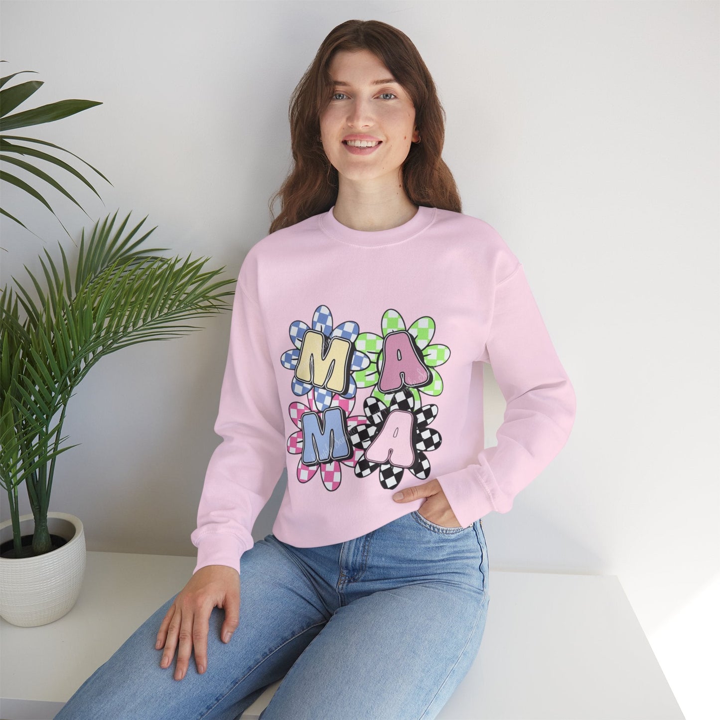 Colorful Floral MAMA Crewneck Sweatshirt for Moms, Gift for Mom