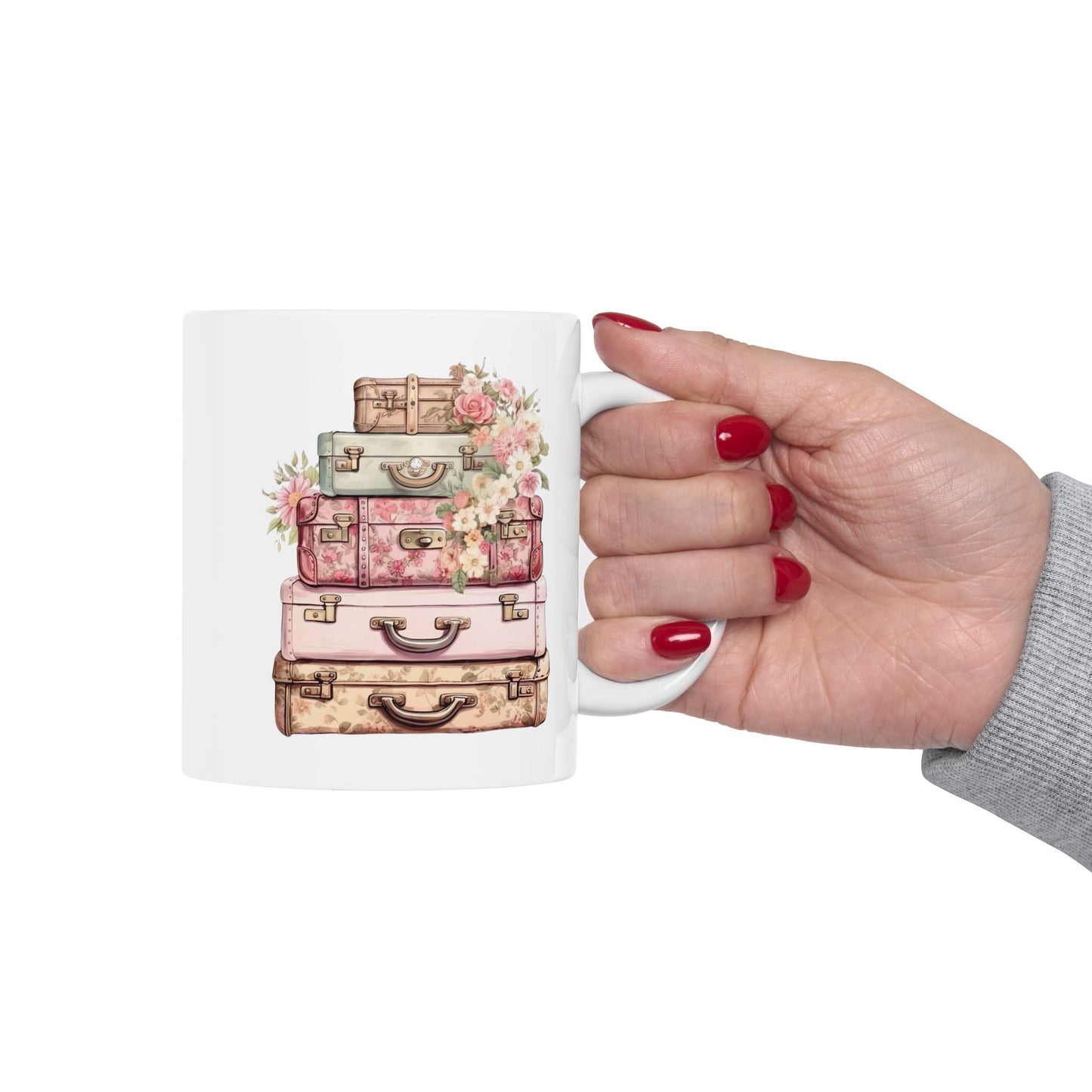 Vintage Floral Travel Ceramic Mug - Perfect for Coffee Lovers