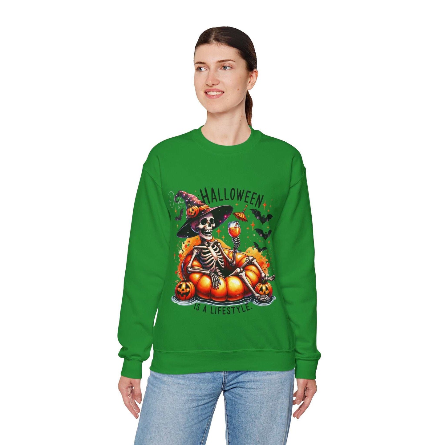 Halloween Skeleton Sweatshirt, Cozy Unisex Crewneck for Fall Celebrations, Perfect Gift