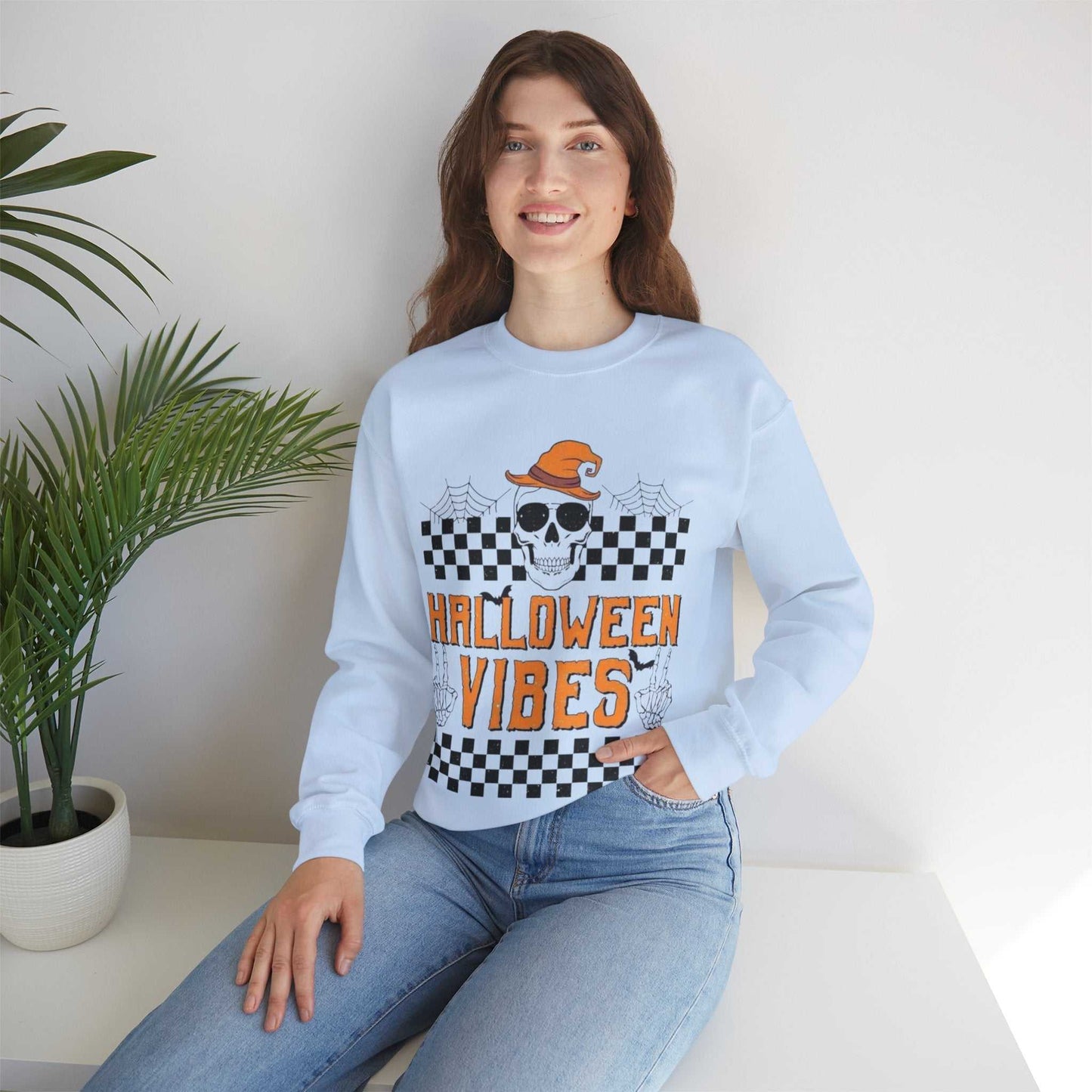 Halloween Vibes Crewneck Sweatshirt | Cozy Fall Apparel, Spooky Season Gift