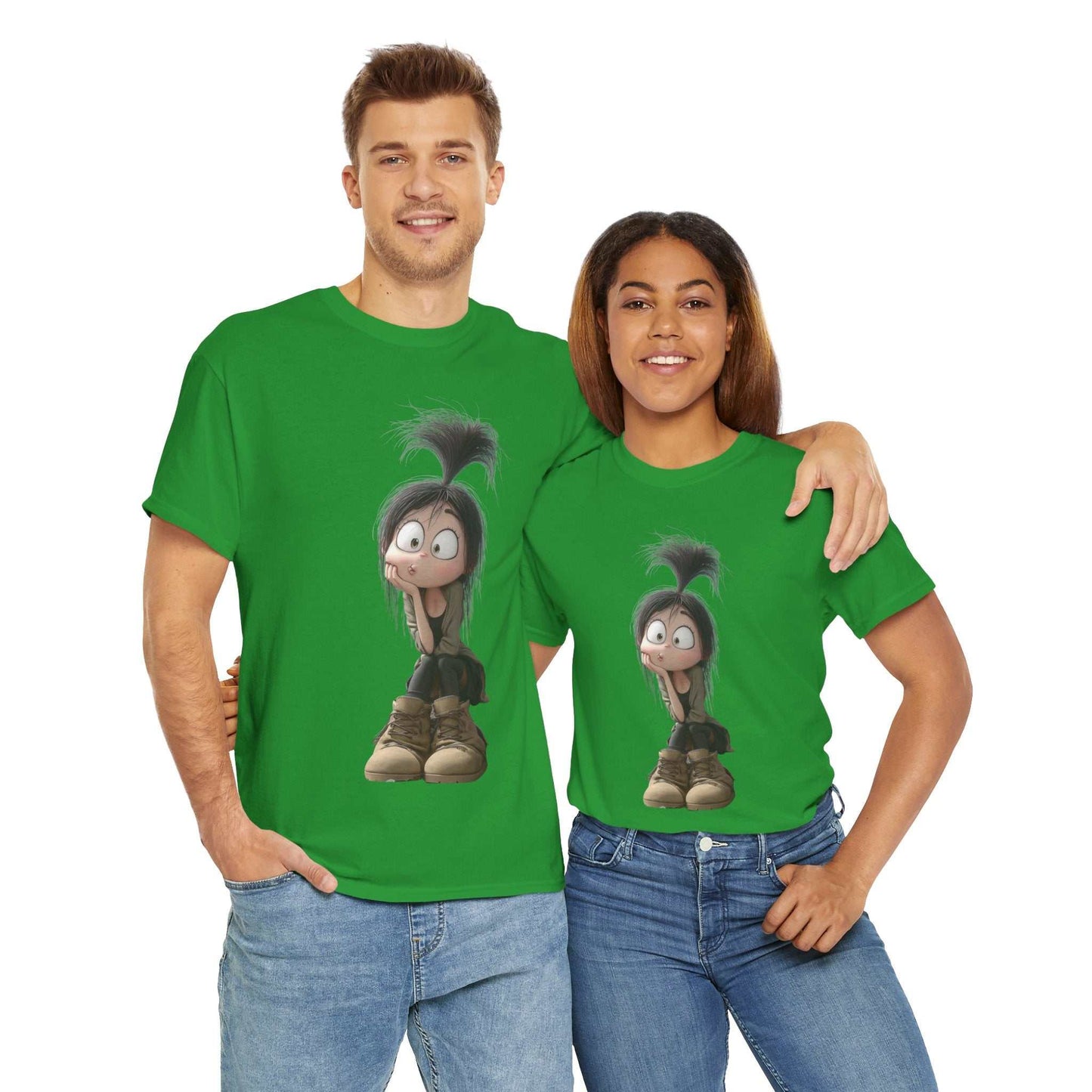 Whimsical Cartoon Character Tee, Fun Unisex Cotton Shirt Graphic Tee, Gift for Kids
