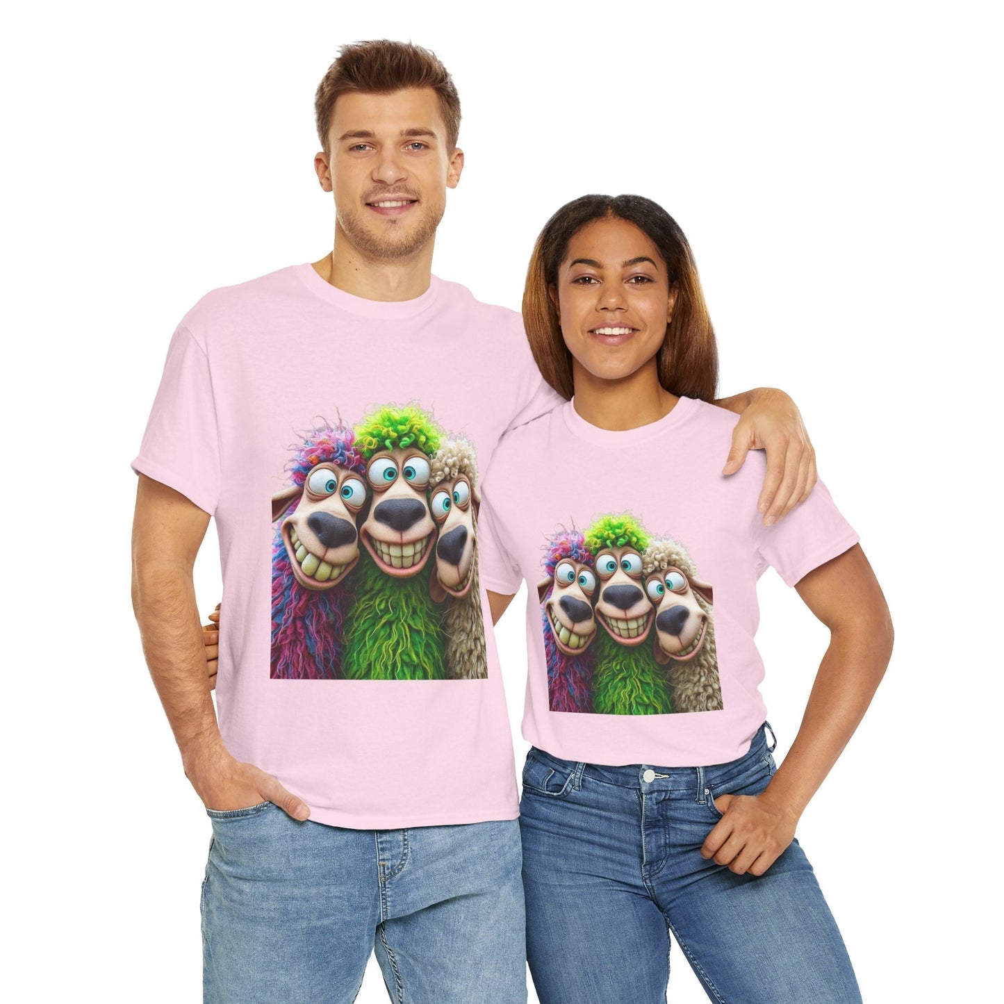 Whimsical Sheep Graphic Tee, Unisex Heavy Cotton Tee Gift