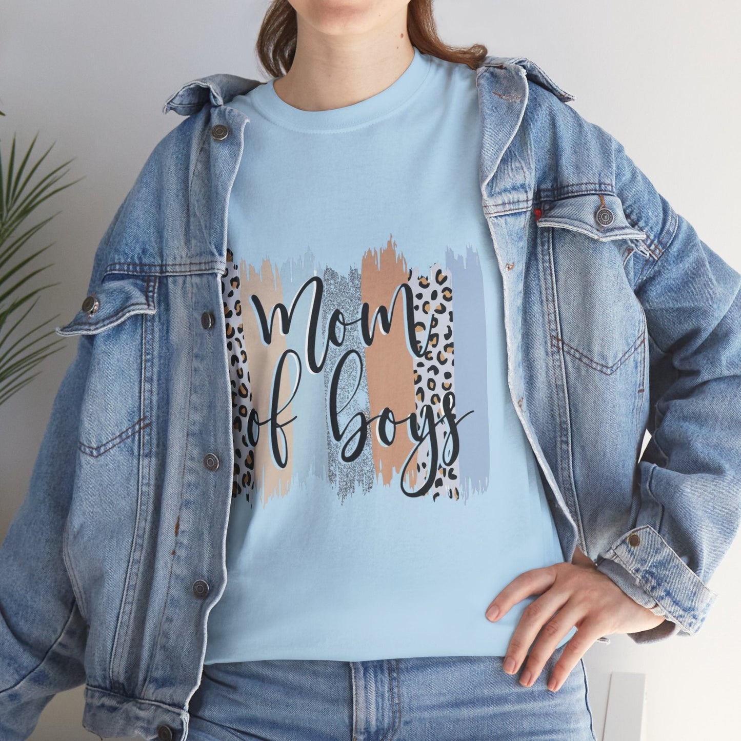 Mom of Boys T-Shirt Heavy Cotton Tee - Cute Women's Tee for Mothers