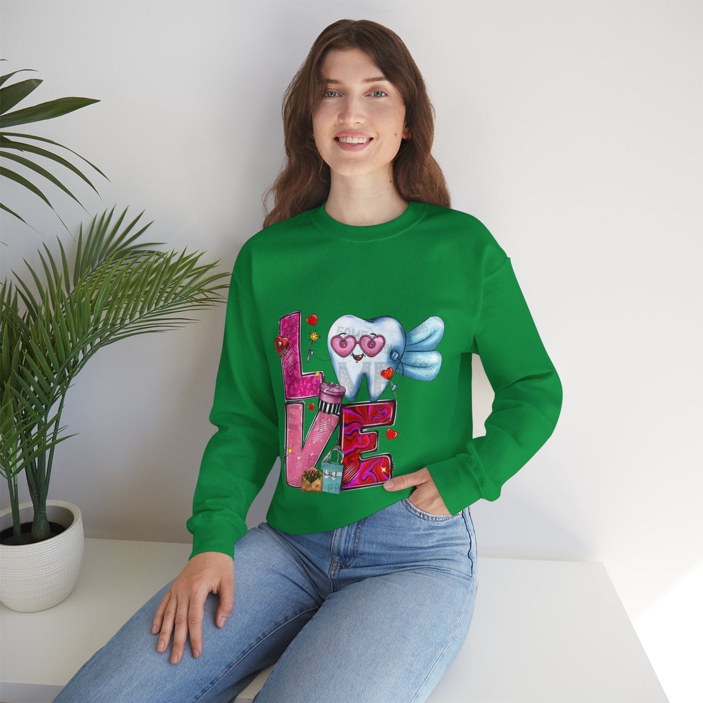 Love Dental Valentine Sweatshirt, Dental Hygienist Gift