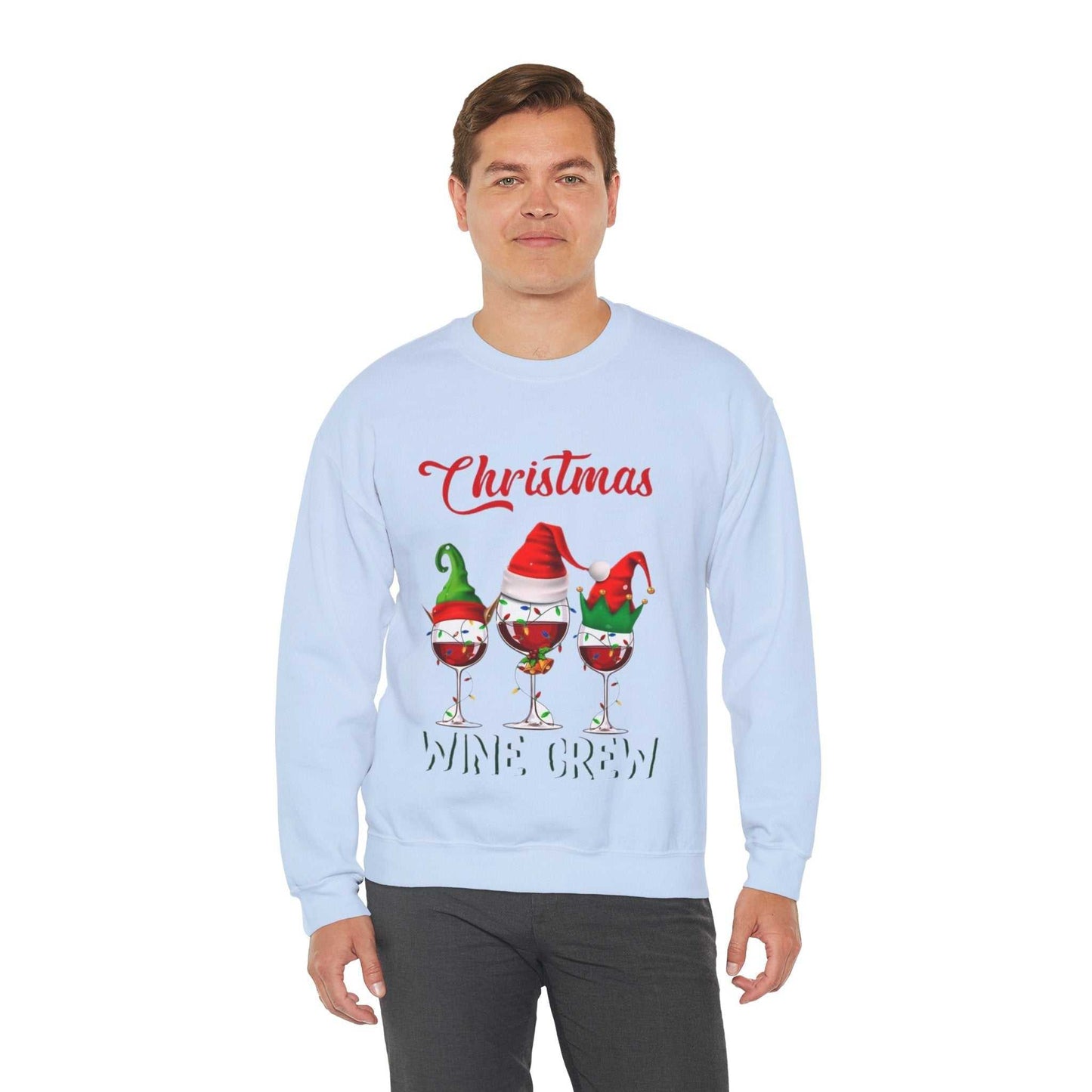 Christmas Wine Crew Sweatshirt, Gift for Wine Lover, Holiday Sweatshirt