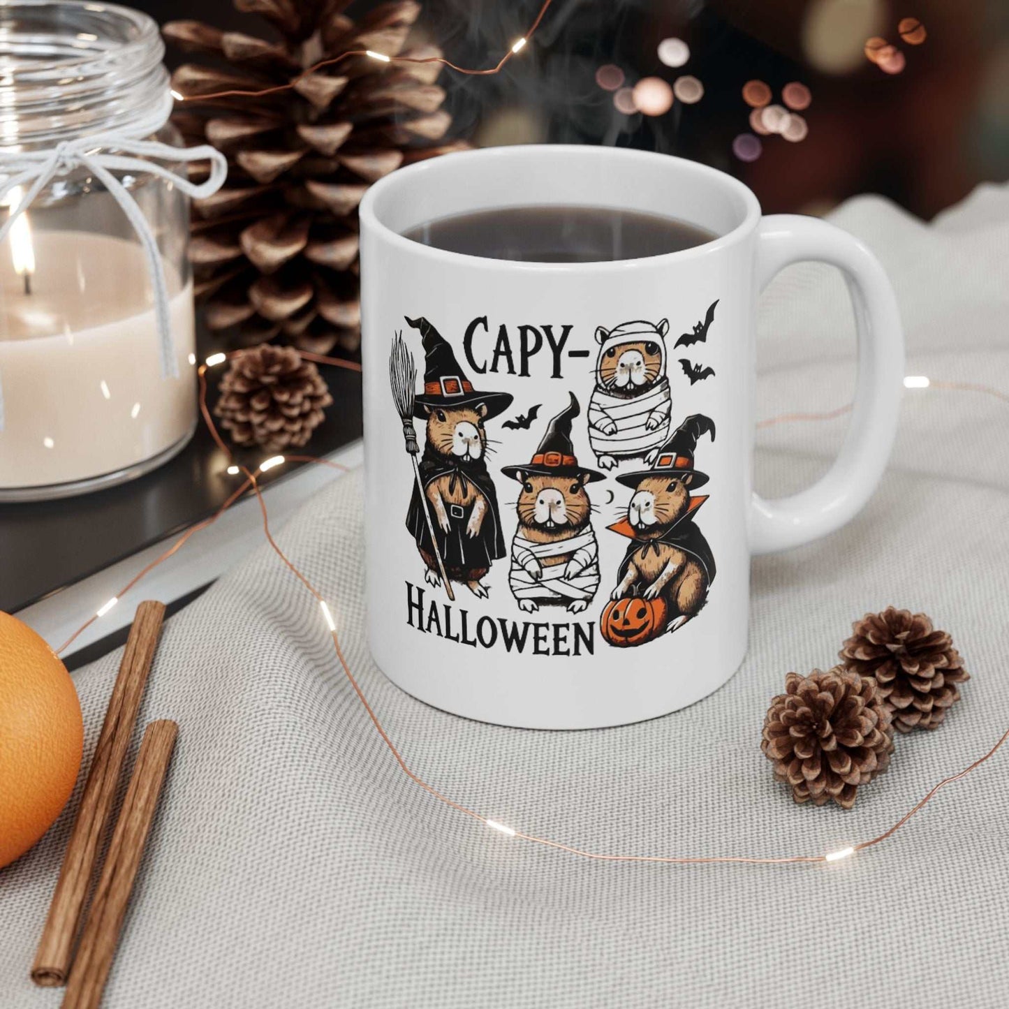 Halloween Capybara Mugs, Capybara Gift With Pumpkins, Spooky Capybara Mug