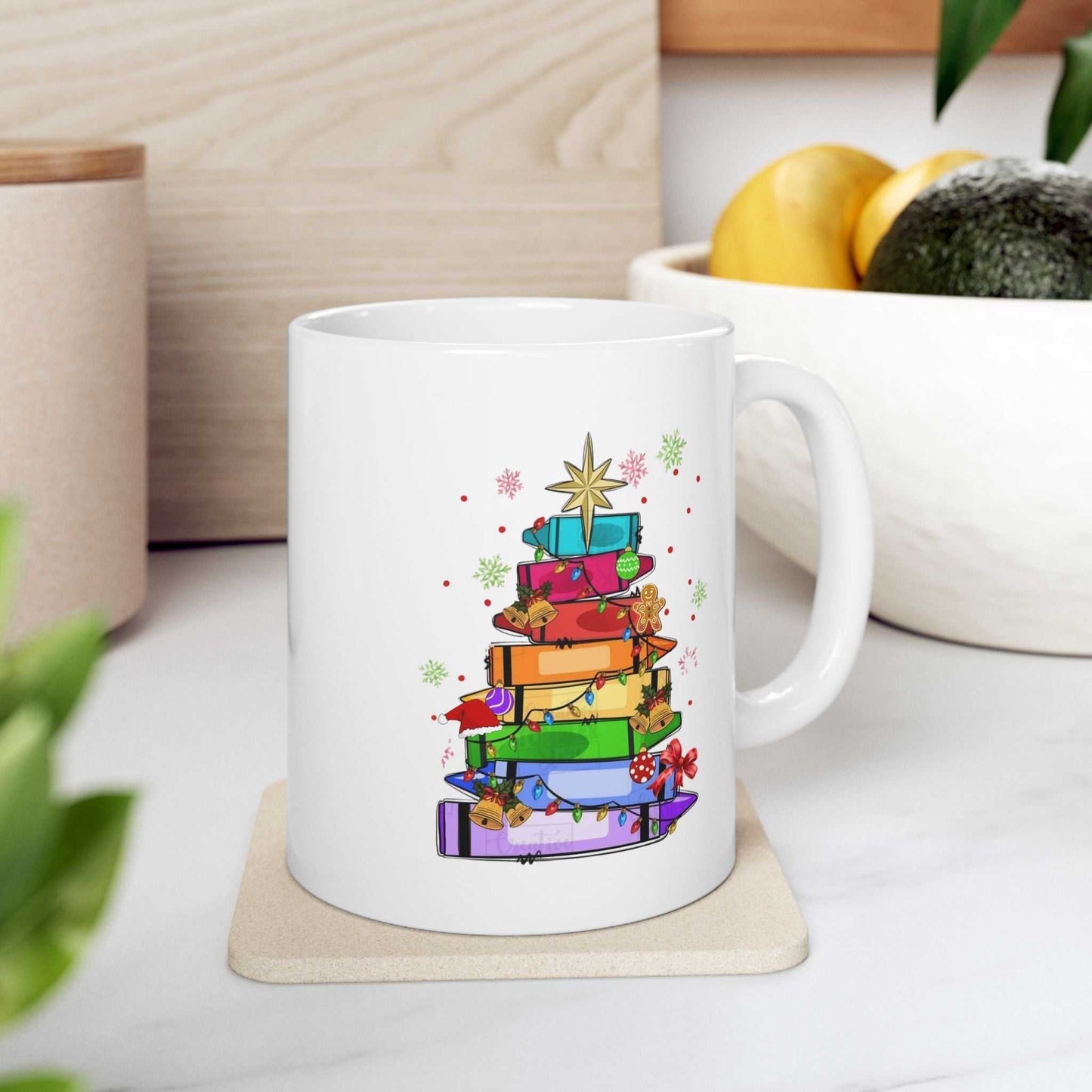 Crayons Christmas Tree Mugs, Teacher Team Gift