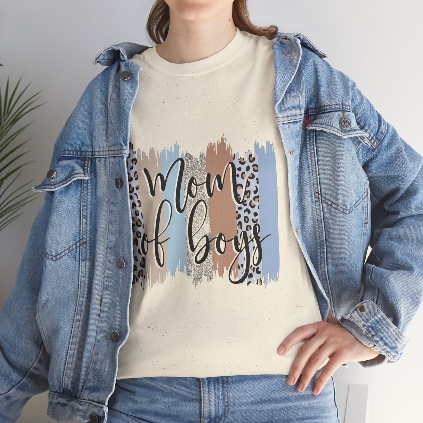 Mom of Boys T-Shirt Heavy Cotton Tee - Cute Women's Tee for Mothers