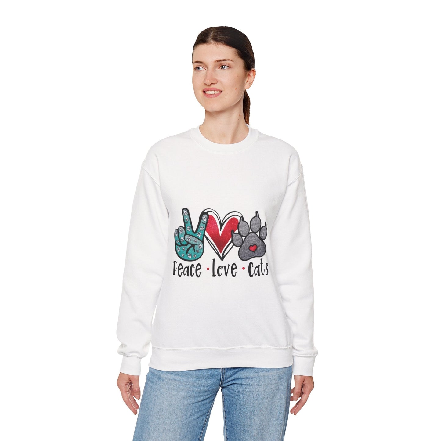 Peace Love Cats Sweatshirt | Unisex Crewneck Pullover