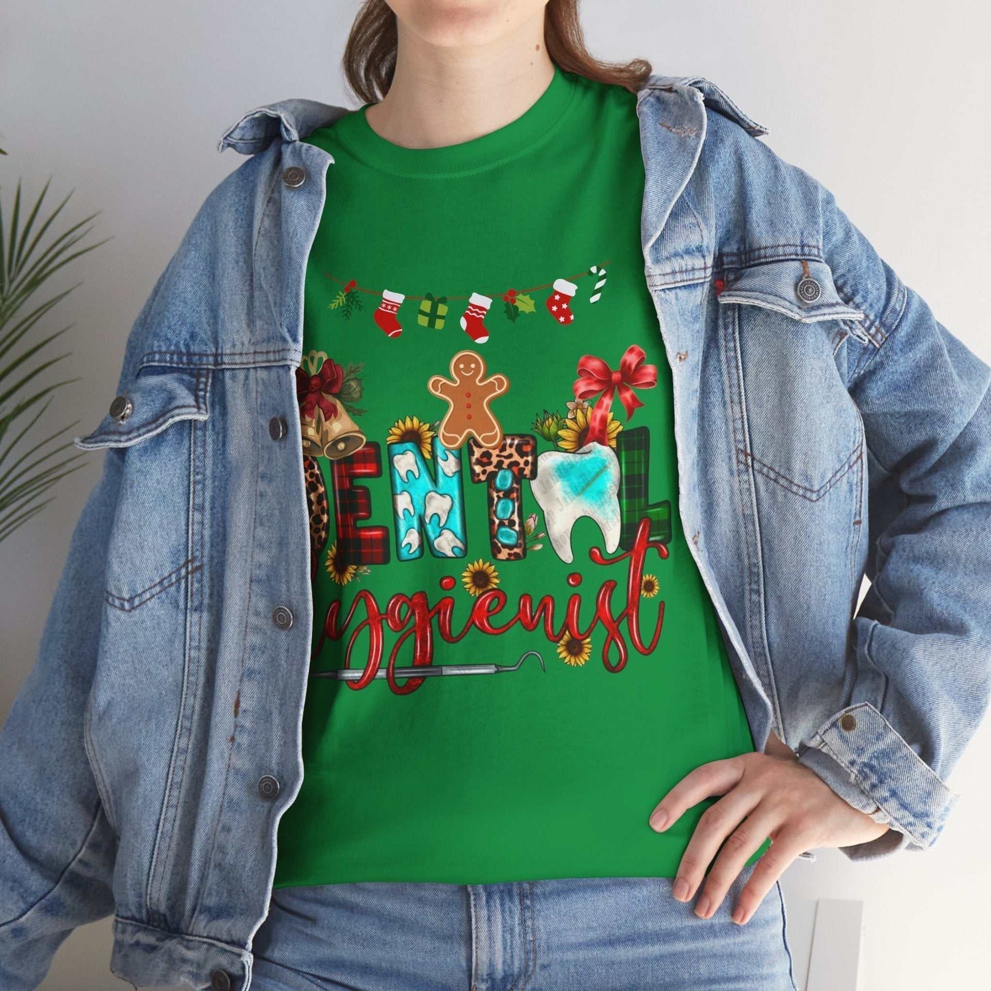 Christmas Dental Hygienist Shirt with festive design, perfect dentist gift.
