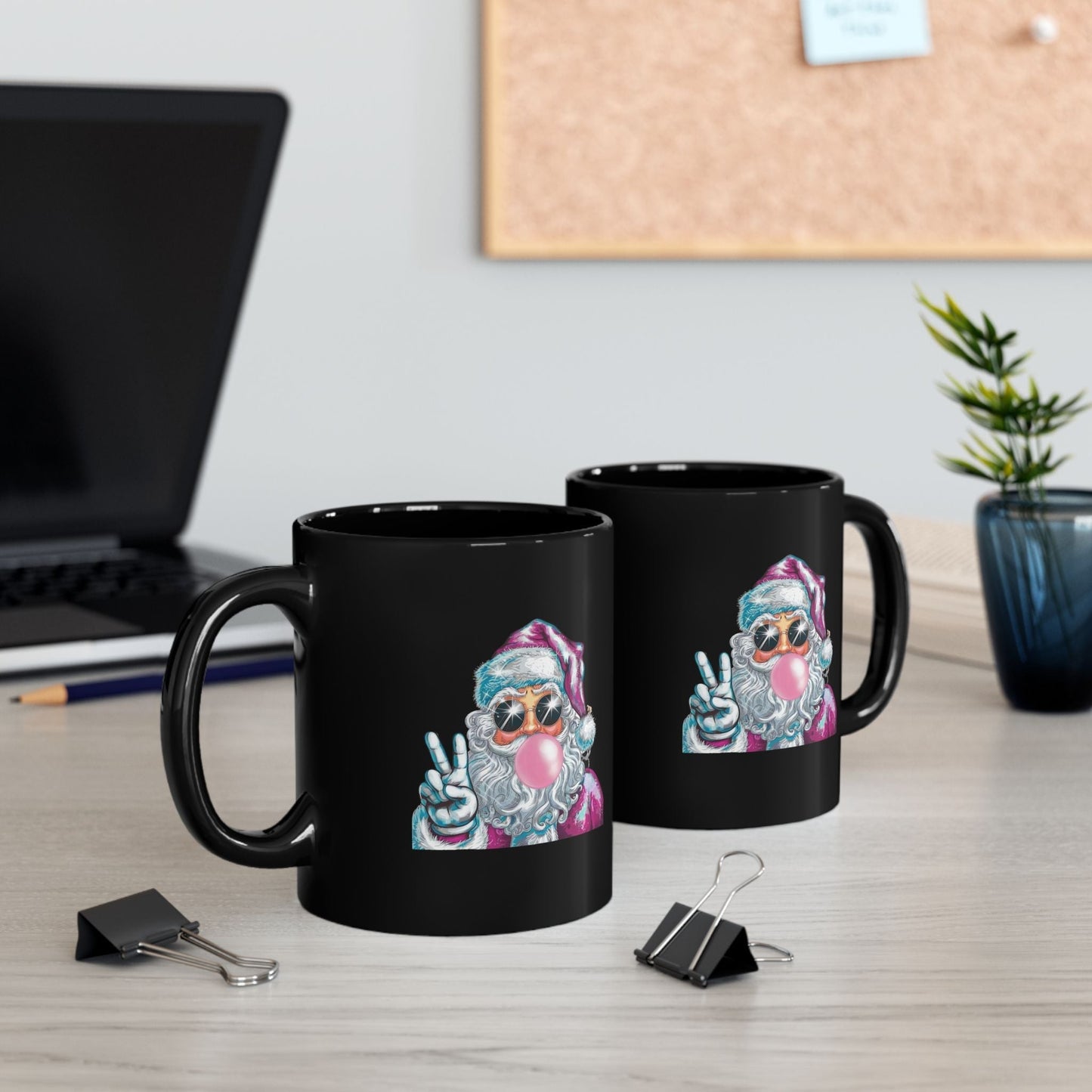 Santa Bubble Gum Christmas Mugs, Funny Santa Gift