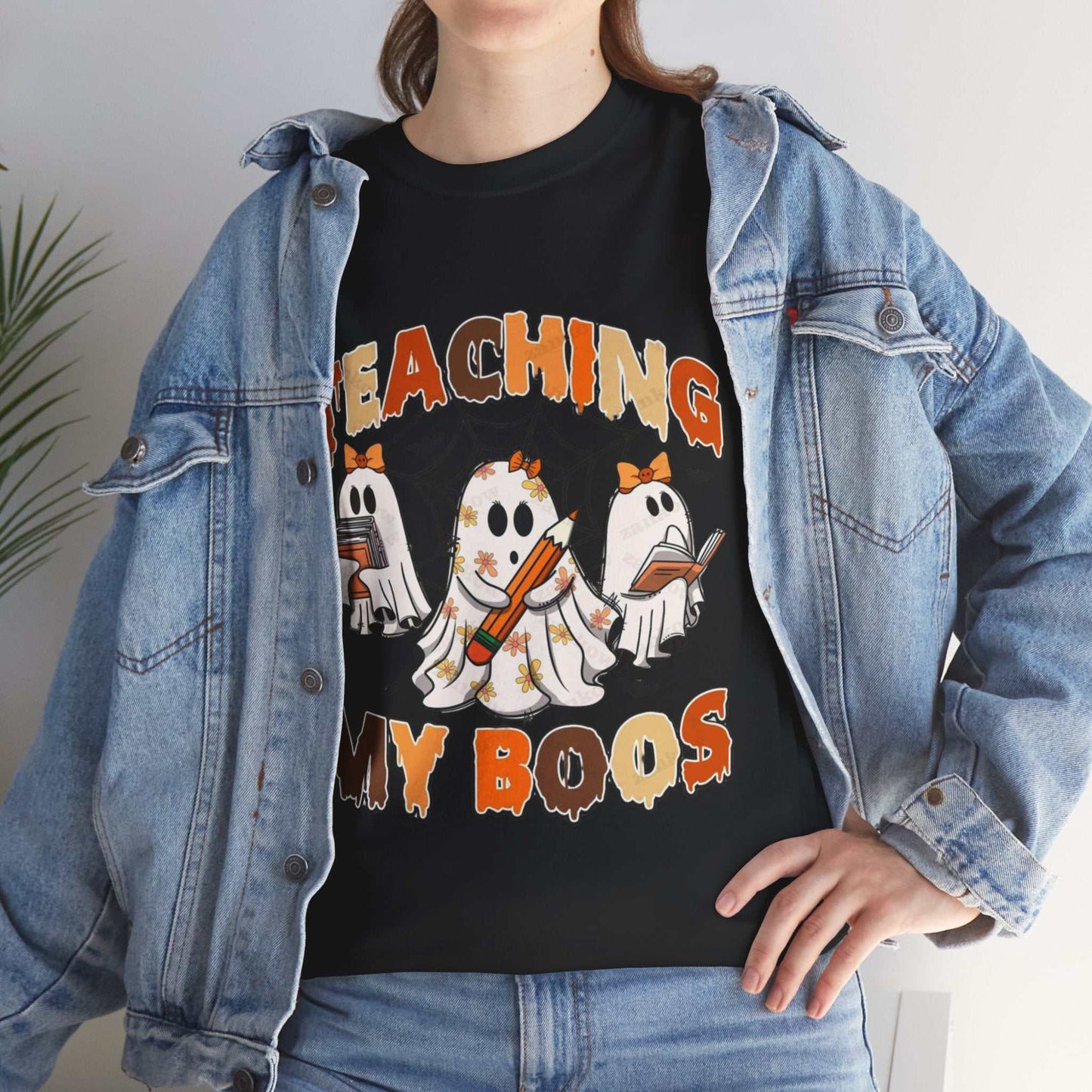 Unisex Comfort Colors Teaching My Boos Shirt featuring Halloween ghost design.