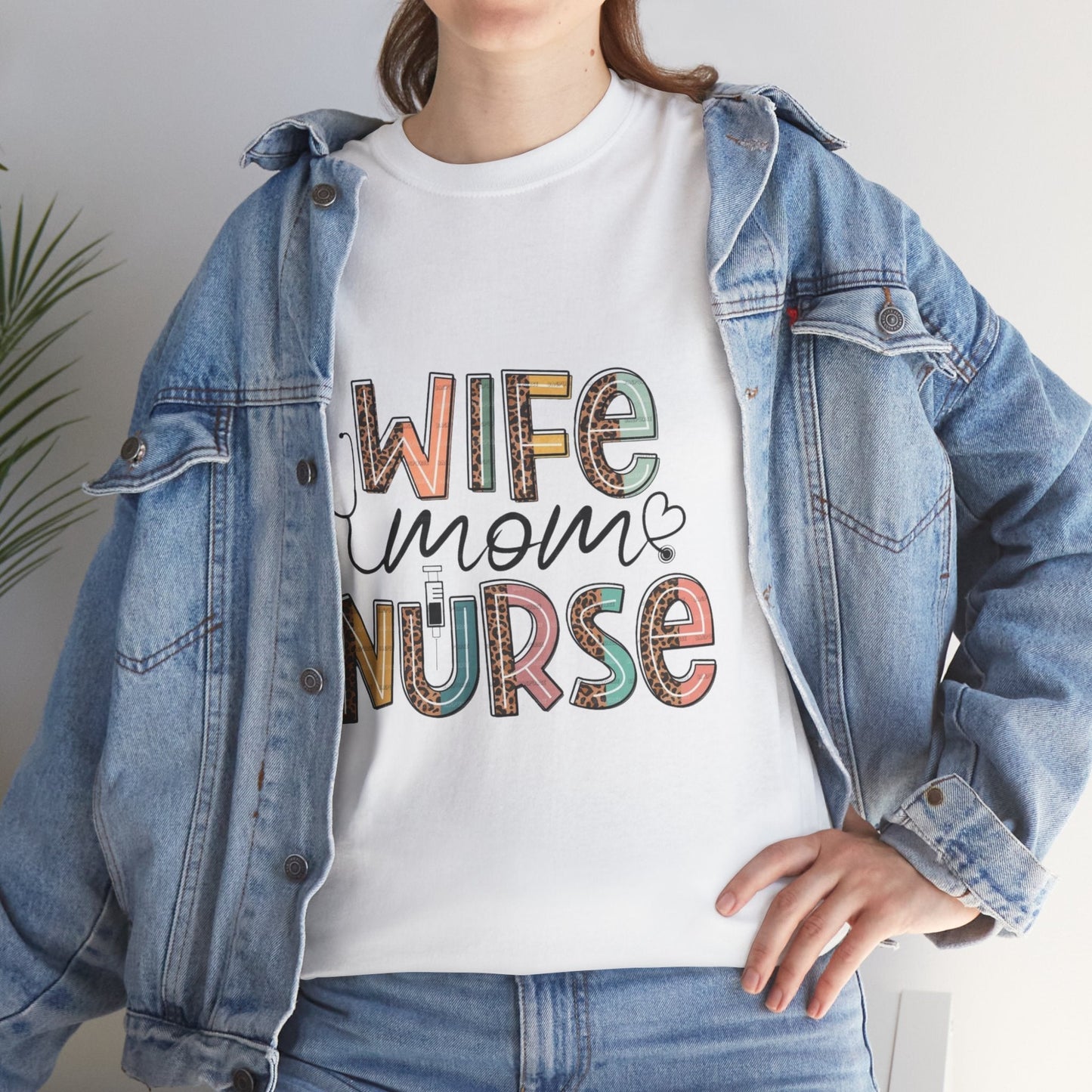 Wife Mom Nurse Unisex Tee Heavy Cotton - Perfect for Nurses and Moms