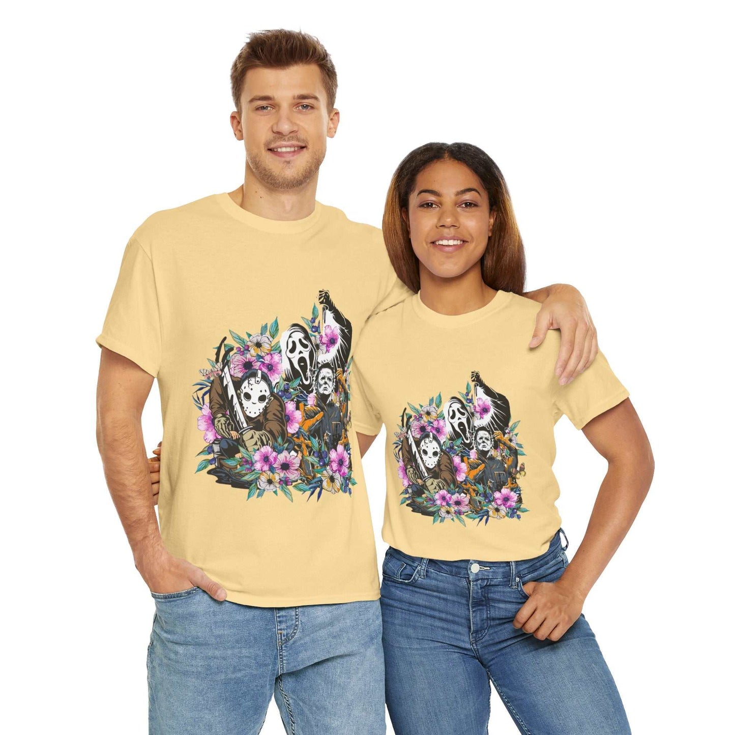Floral Skull Tee | Unisex Heavy Cotton Shirt, Boho Style, Gift for Nature Lovers