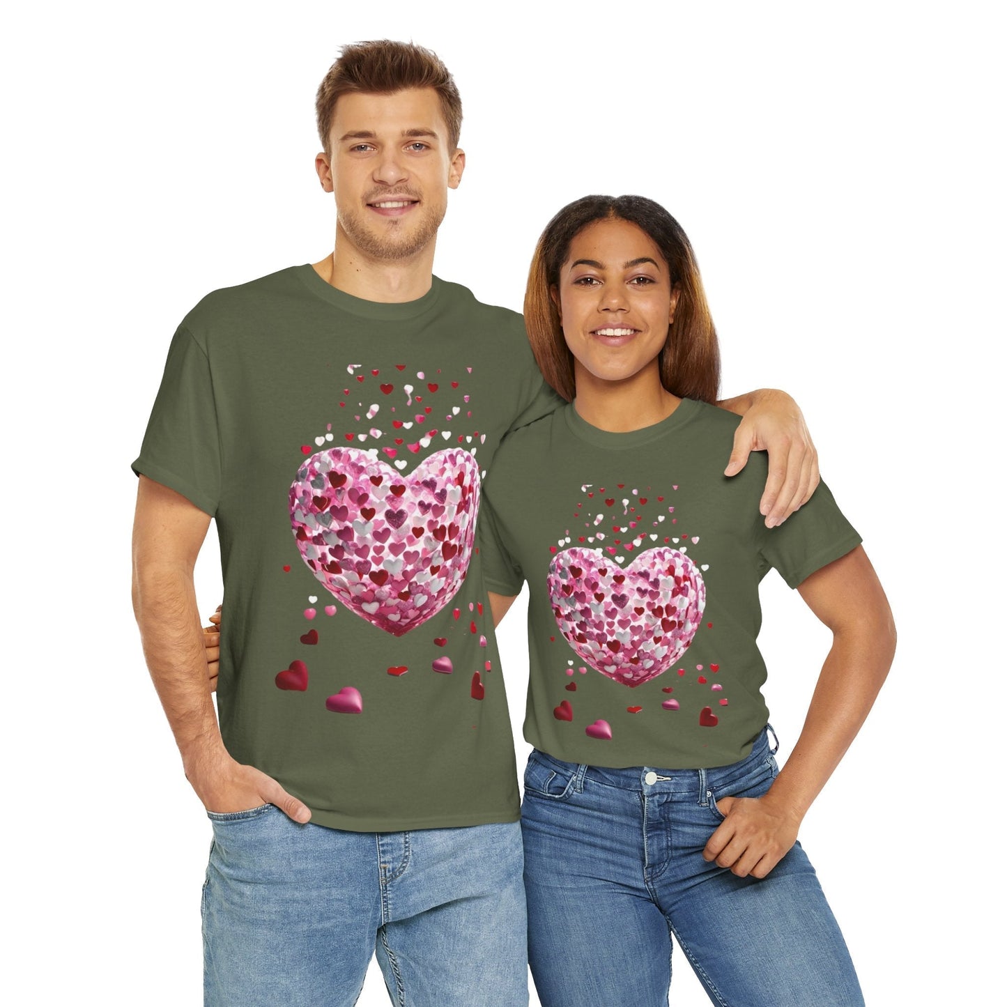 3D Hearts Valentines Day T-Shirt , Red Hearts T-shirt Gift