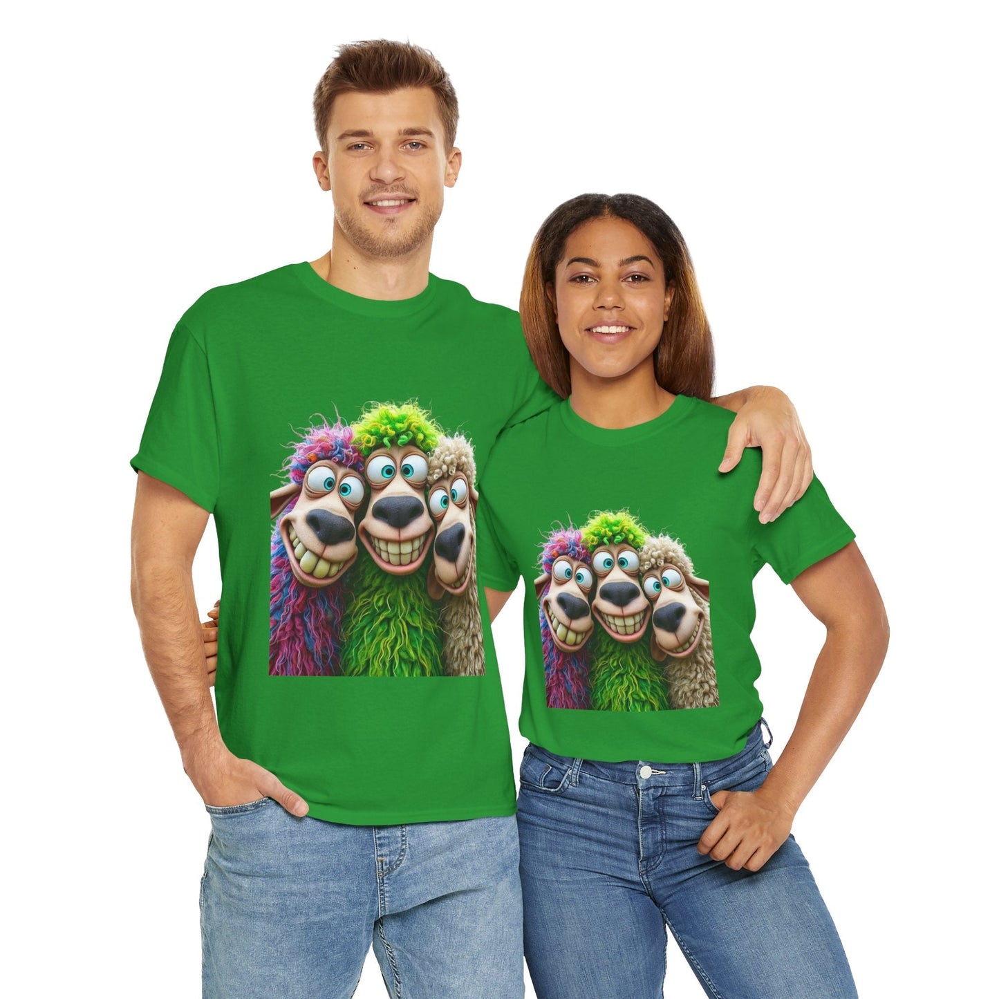 Whimsical Sheep Graphic Tee, Unisex Heavy Cotton Tee Gift
