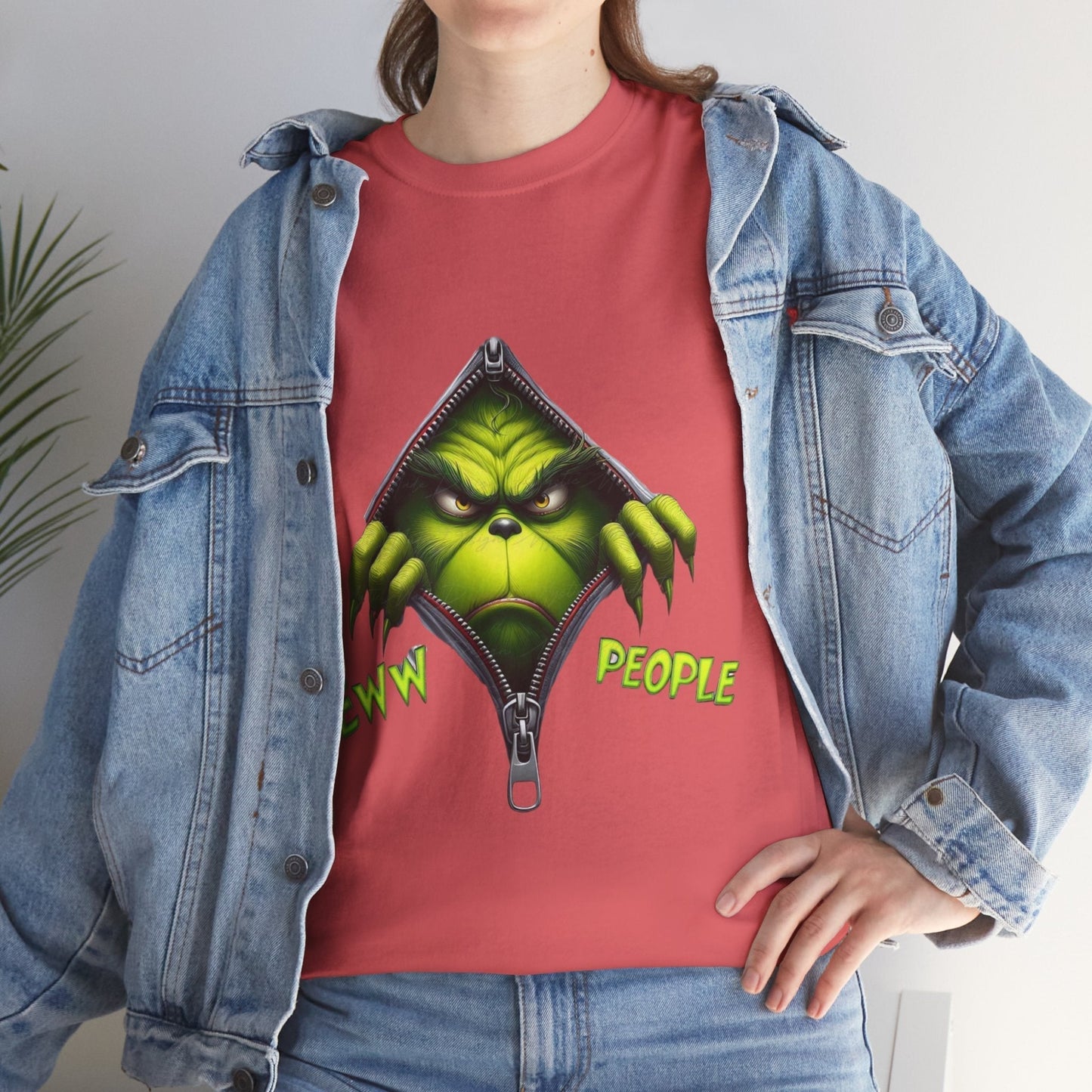 Christmas Grinch "Ew People" shirt with grumpy design, perfect for holiday humor fans.