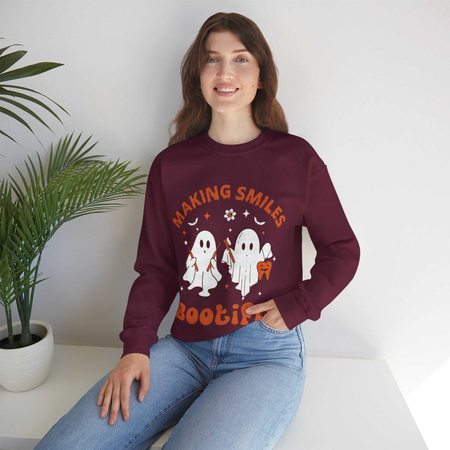 Ghostly Smiles Crewneck Sweatshirt, Cute Halloween Sweatshirt, Gift for Spooky Season