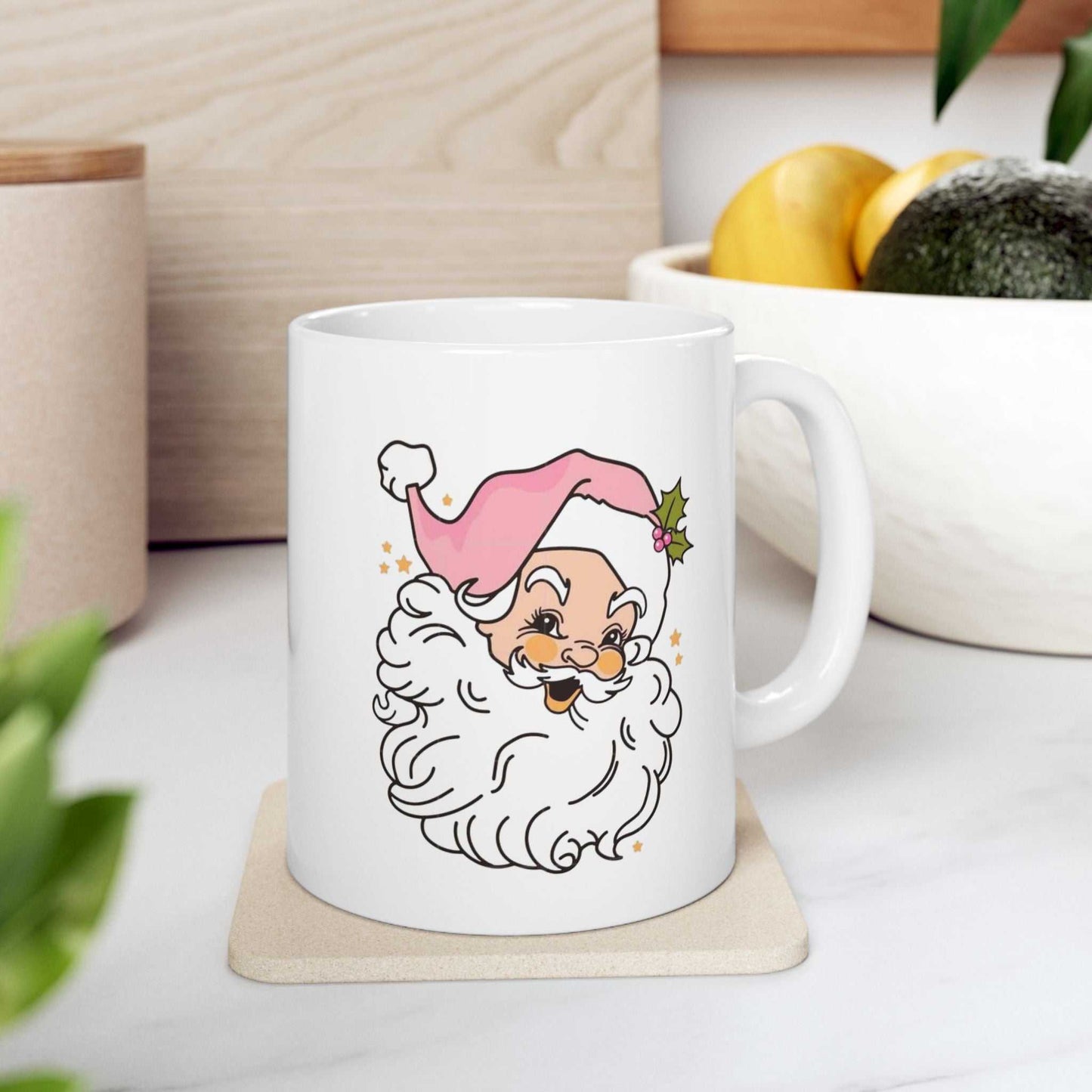 Vintage Santa Claus Mugs, Holiday Coffee Cup, Christmas Mug, Santa Mug,