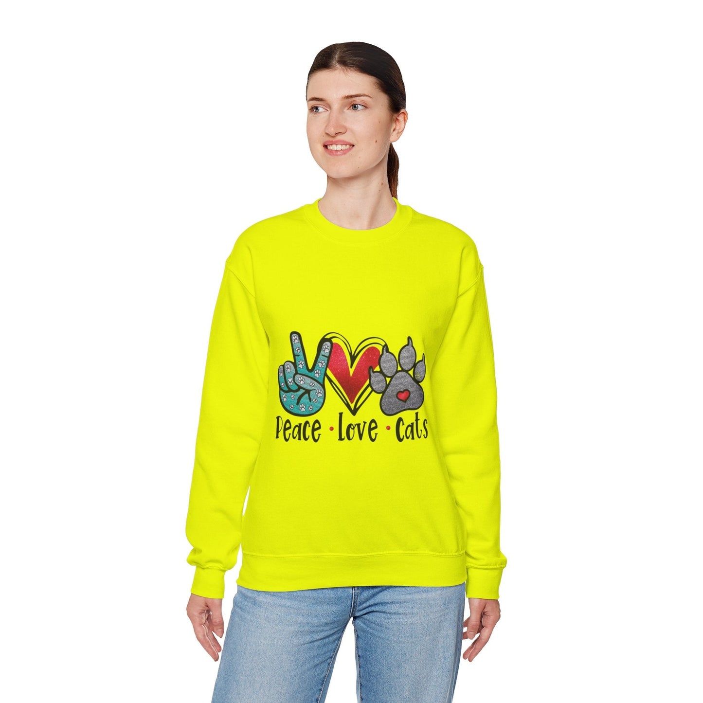 Peace Love Cats Sweatshirt | Unisex Crewneck Pullover