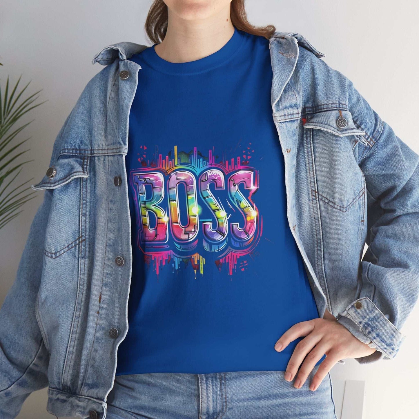 Motivational tee for entrepreneurs, Colorful 'BOSS' Unisex Heavy Cotton Tee - Gift for Entrepreneurs
