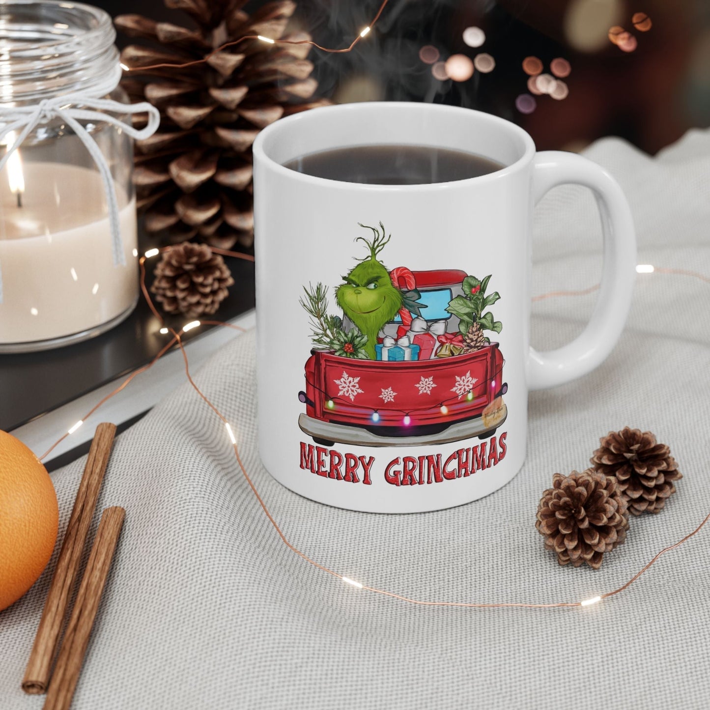 Merry Grinchmas Mugs, Festive Retro Mugs