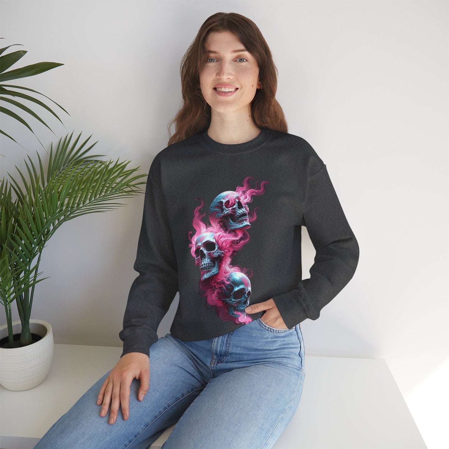 Edgy Skull Graphic Crewneck Sweatshirt - Unisex Heavy Blend