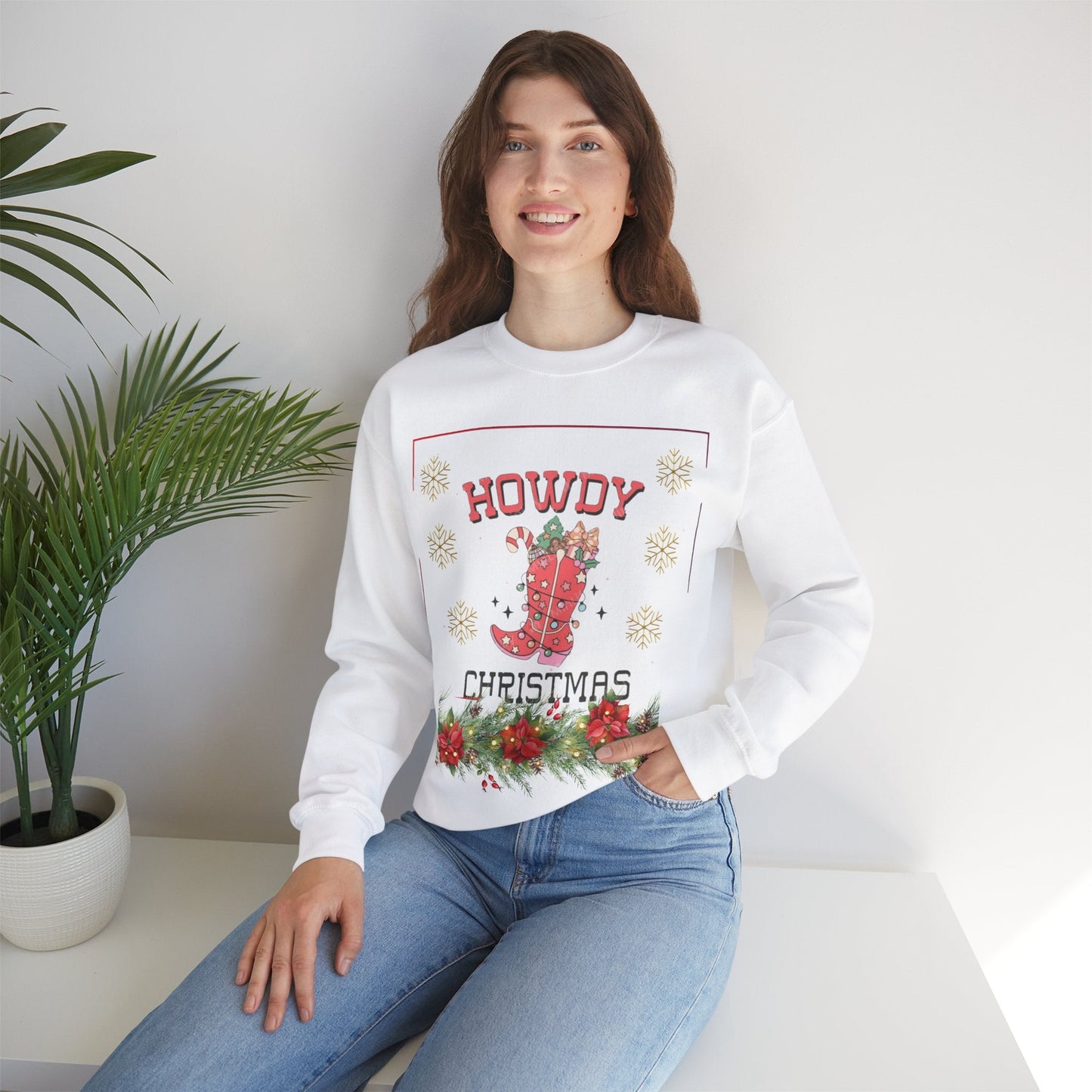 Howdy Christmas Sweatshirt, Christmas Cowboy Gift