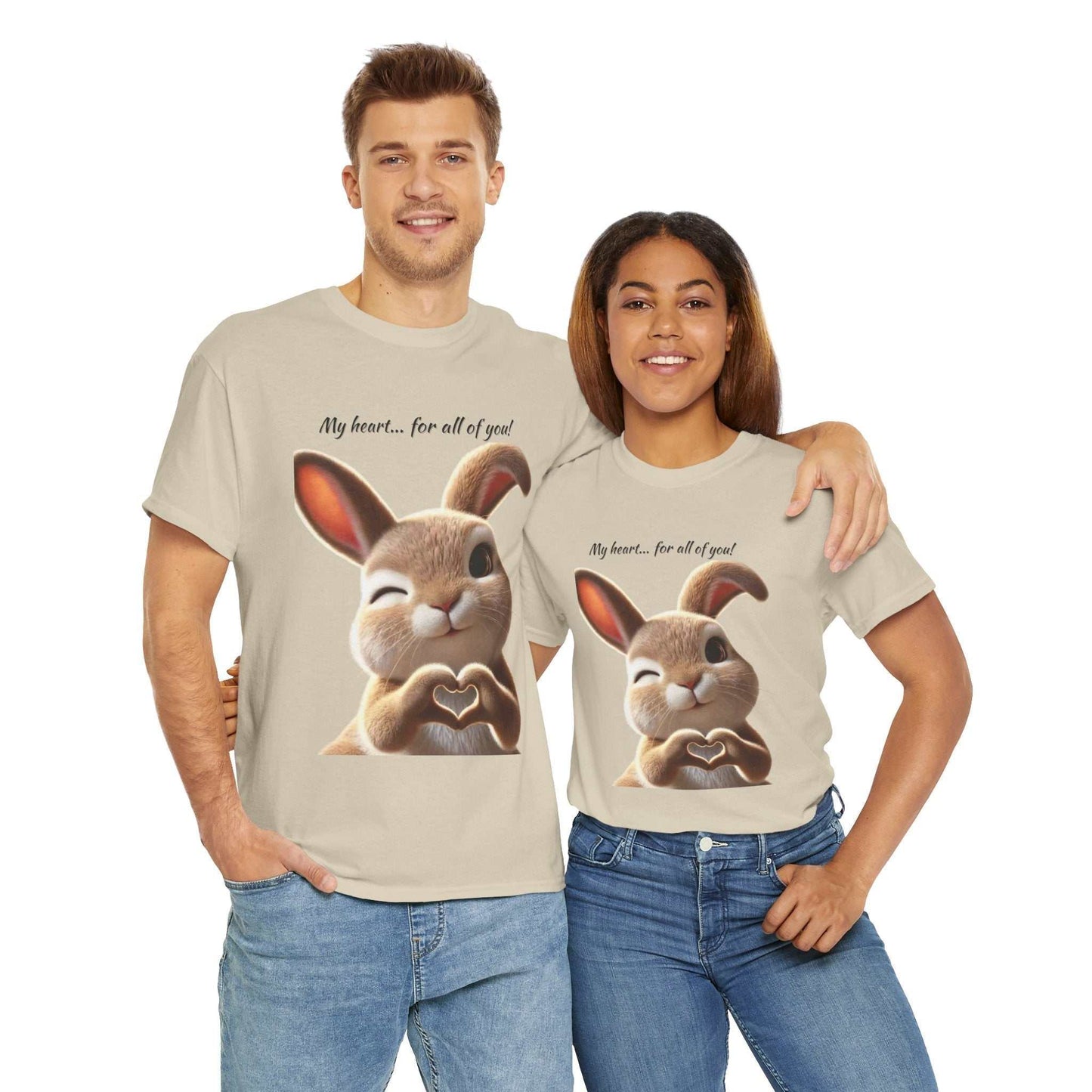My Heart Bunny Unisex Heavy Cotton Tee, Cute Animal Shirt, Gift for Animal Lovers