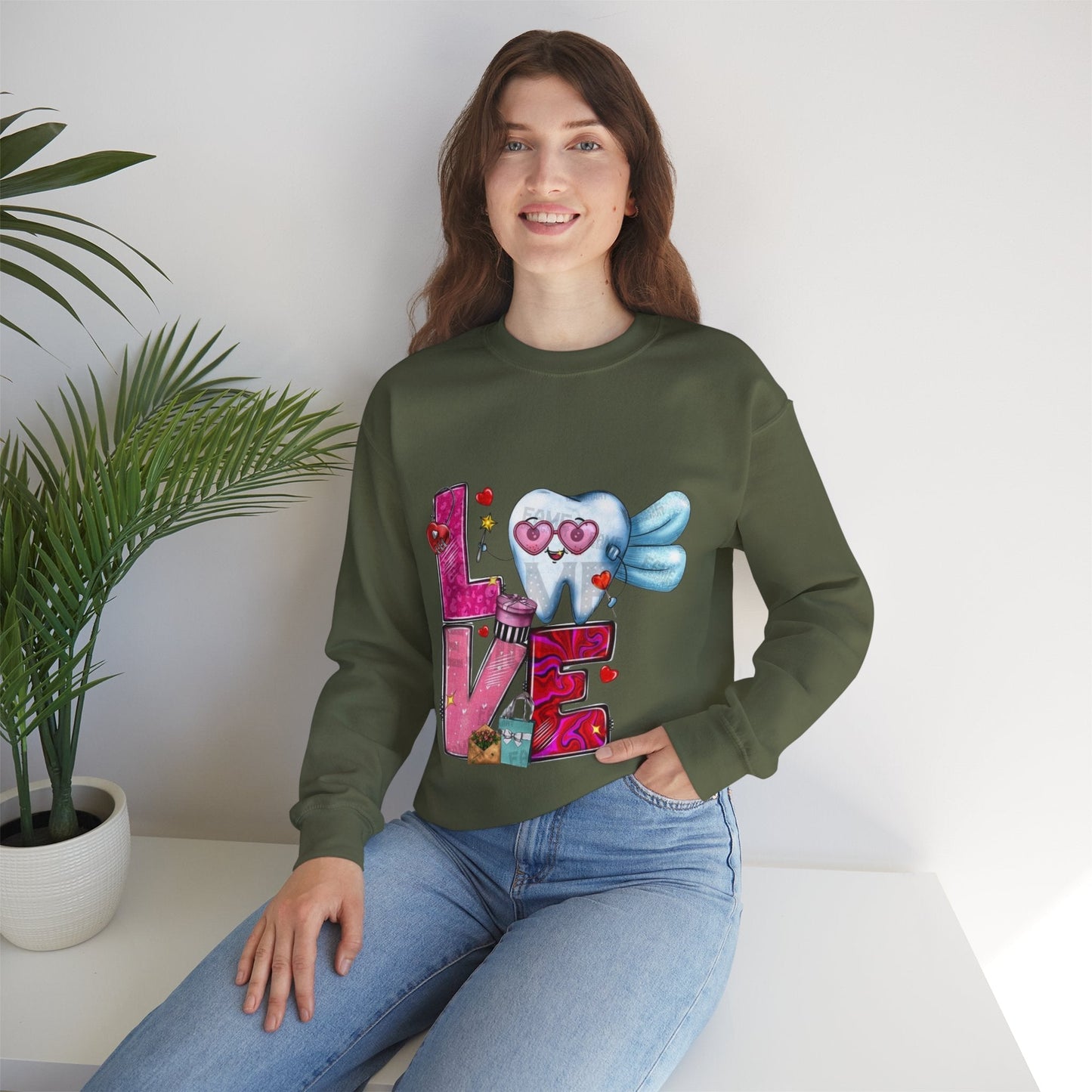 Love Dental Valentine Sweatshirt, Dental Hygienist Gift
