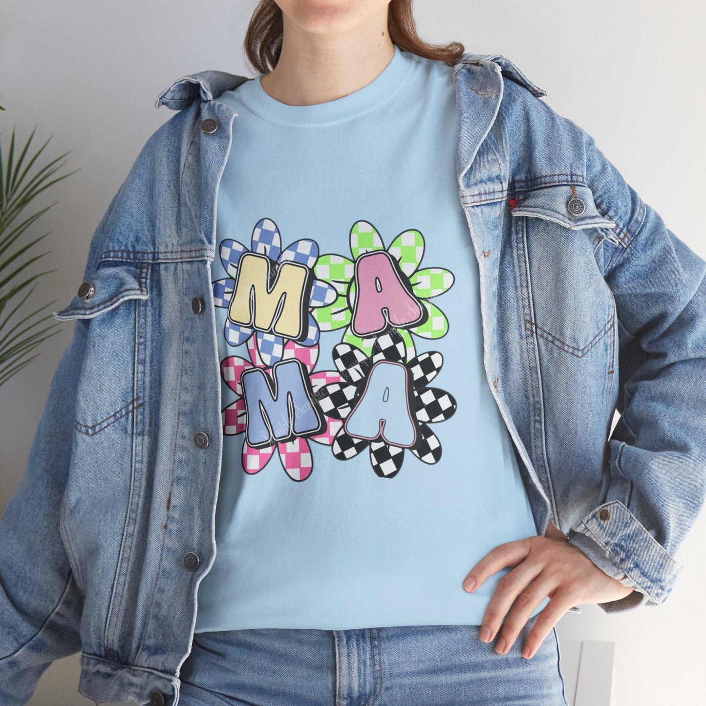 Colorful Mama Floral Tee Heavy Cotton Tee, Gift for Mom