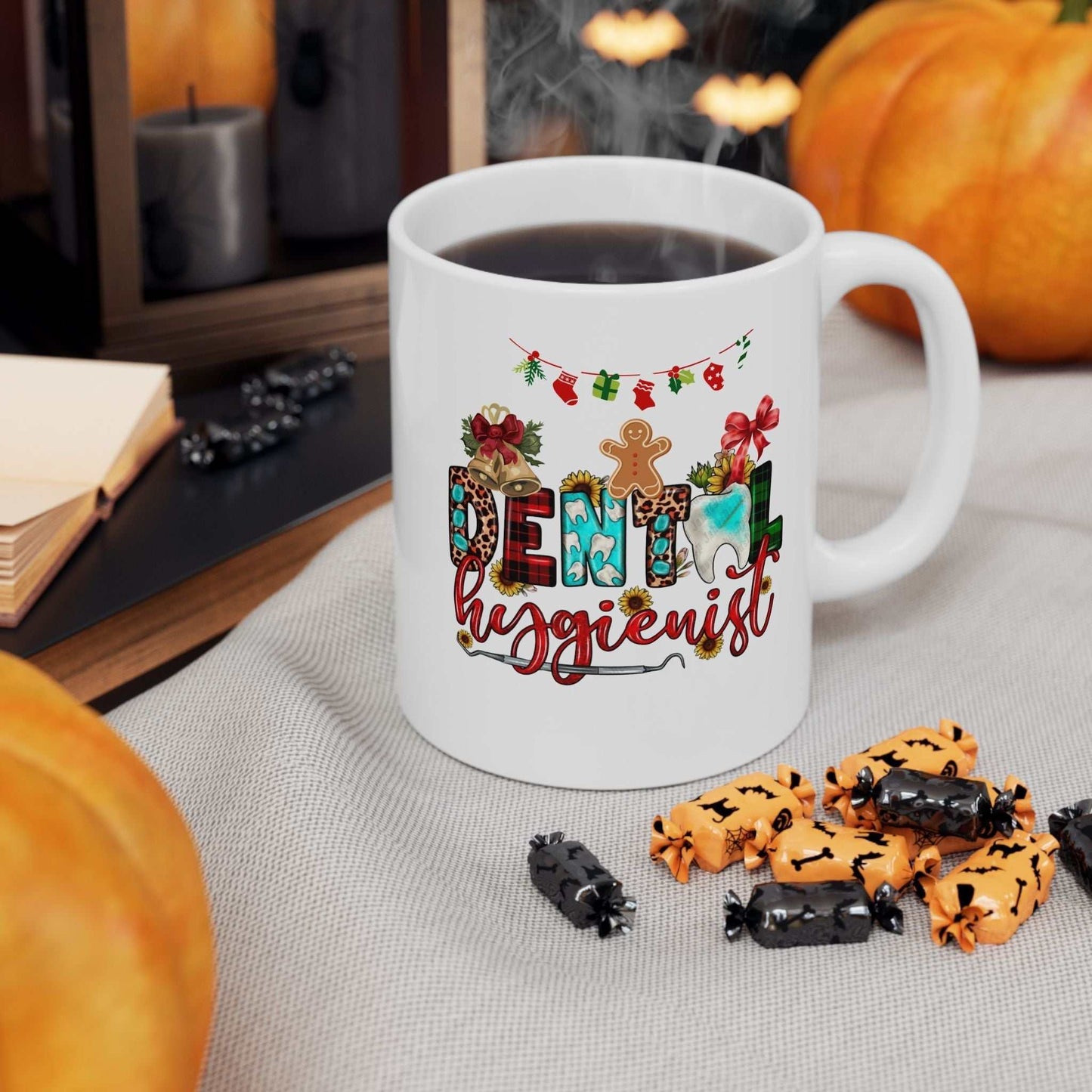 Christmas Dental Hygienist Mugs, Christmas Dentist Gift