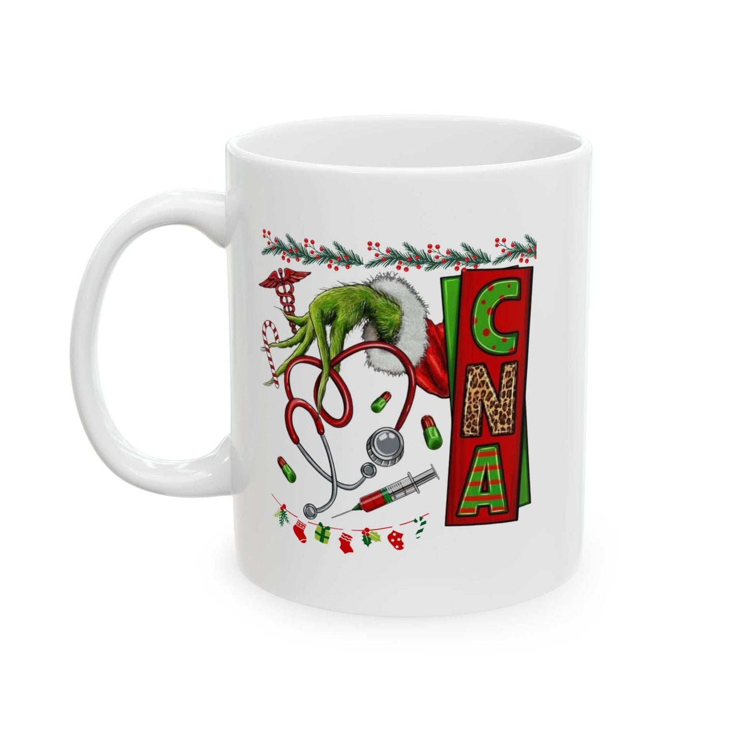 Nurse Stethoscope Christmas Mug, Grinch Stethoscope Gift