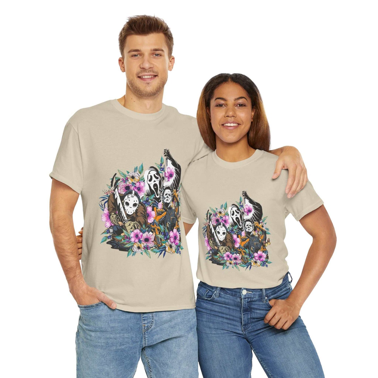 Floral Skull Tee | Unisex Heavy Cotton Shirt, Boho Style, Gift for Nature Lovers