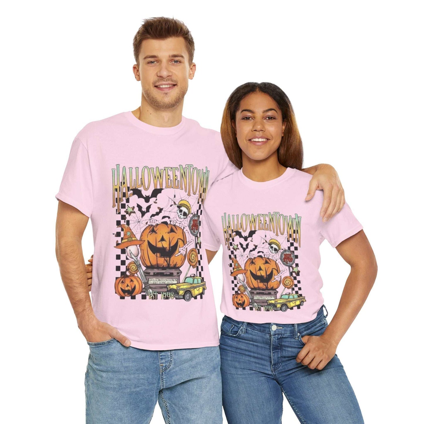 Retro Halloweentown Shirt featuring spooky vintage Halloween design with pumpkins and ghosts.