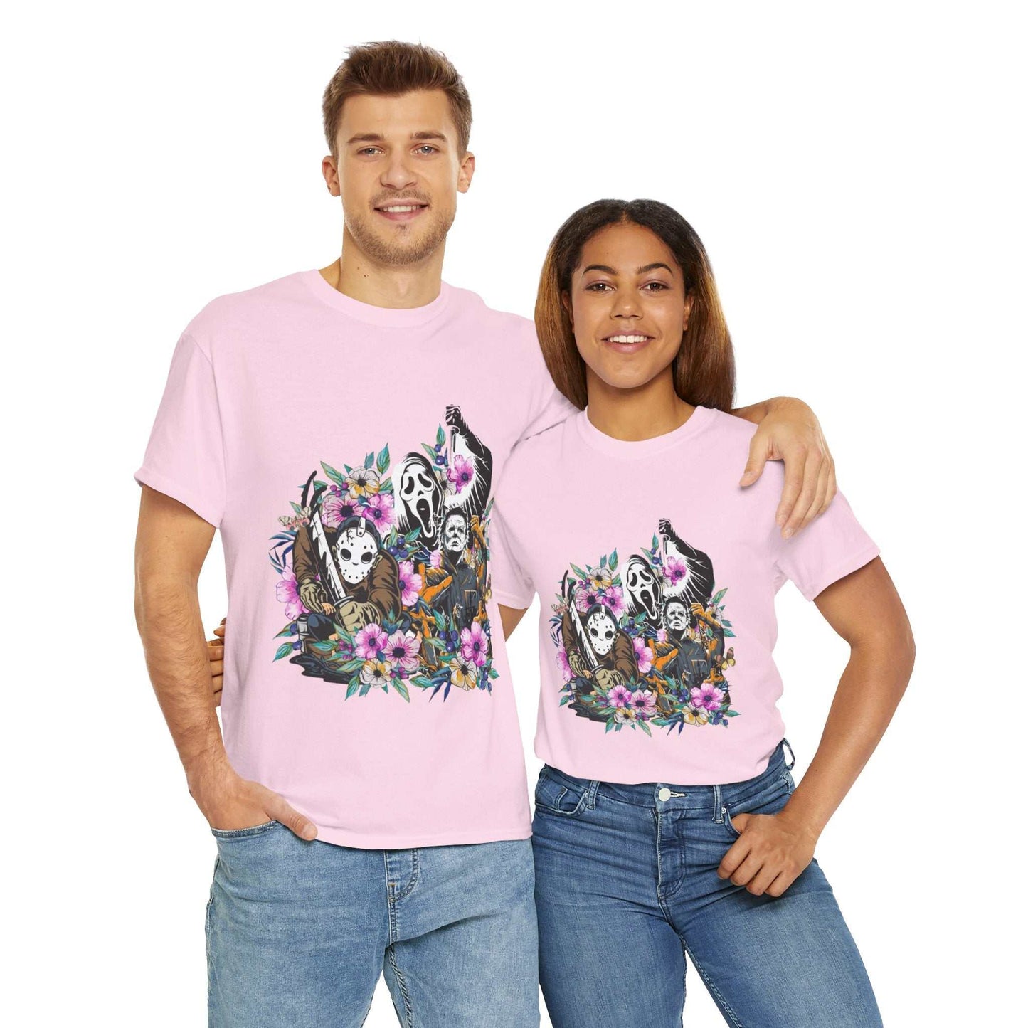 Floral Skull Tee | Unisex Heavy Cotton Shirt, Boho Style, Gift for Nature Lovers