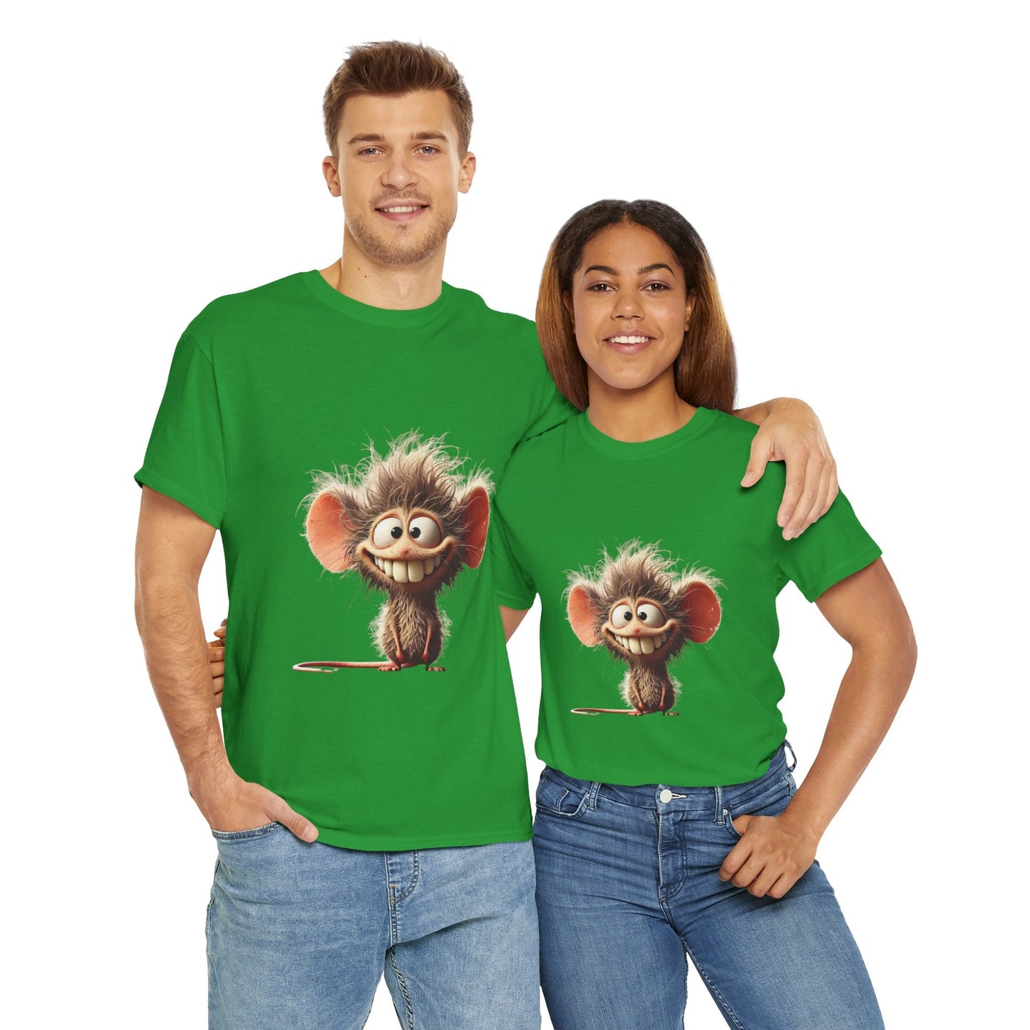 Funny Cartoon Mouse Unisex Heavy Cotton Tee - Perfect for Casual Wear and Gift Giving