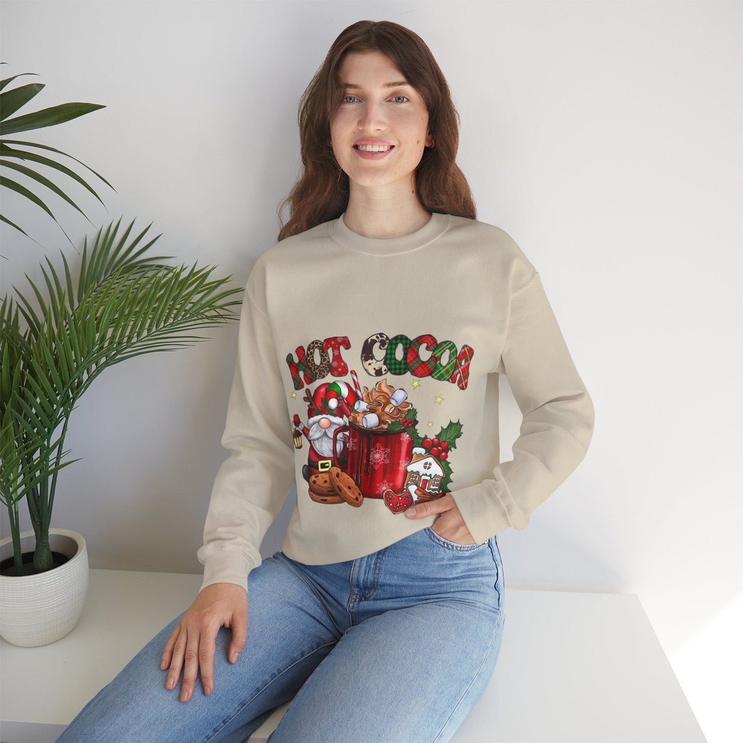 Hot Cocoa Christmas Movies Sweatshirt, Gnome Christmas Gift