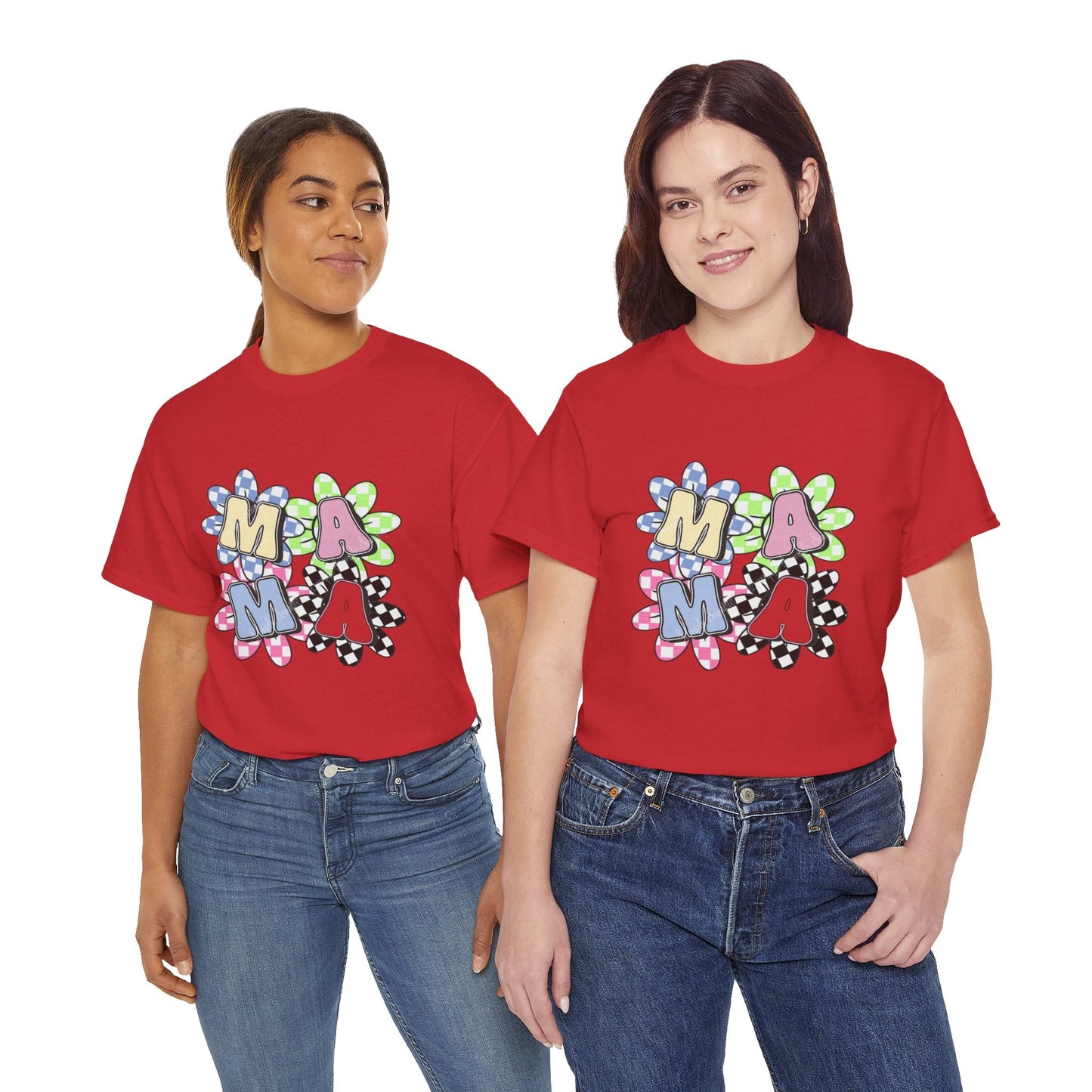 Colorful Mama Floral Tee Heavy Cotton Tee, Gift for Mom