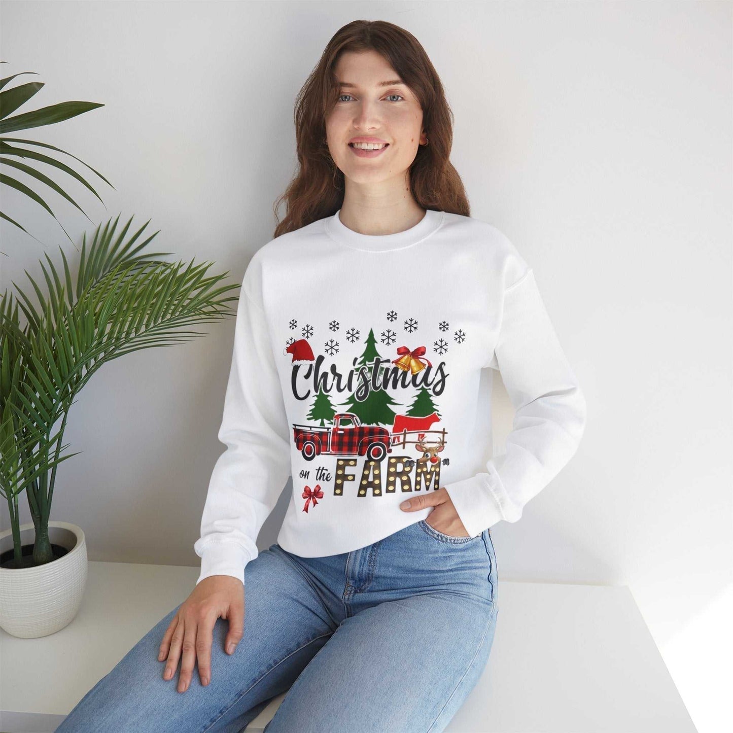 Christmas on the Farm Sweatshirt, Christmas Tree Gift