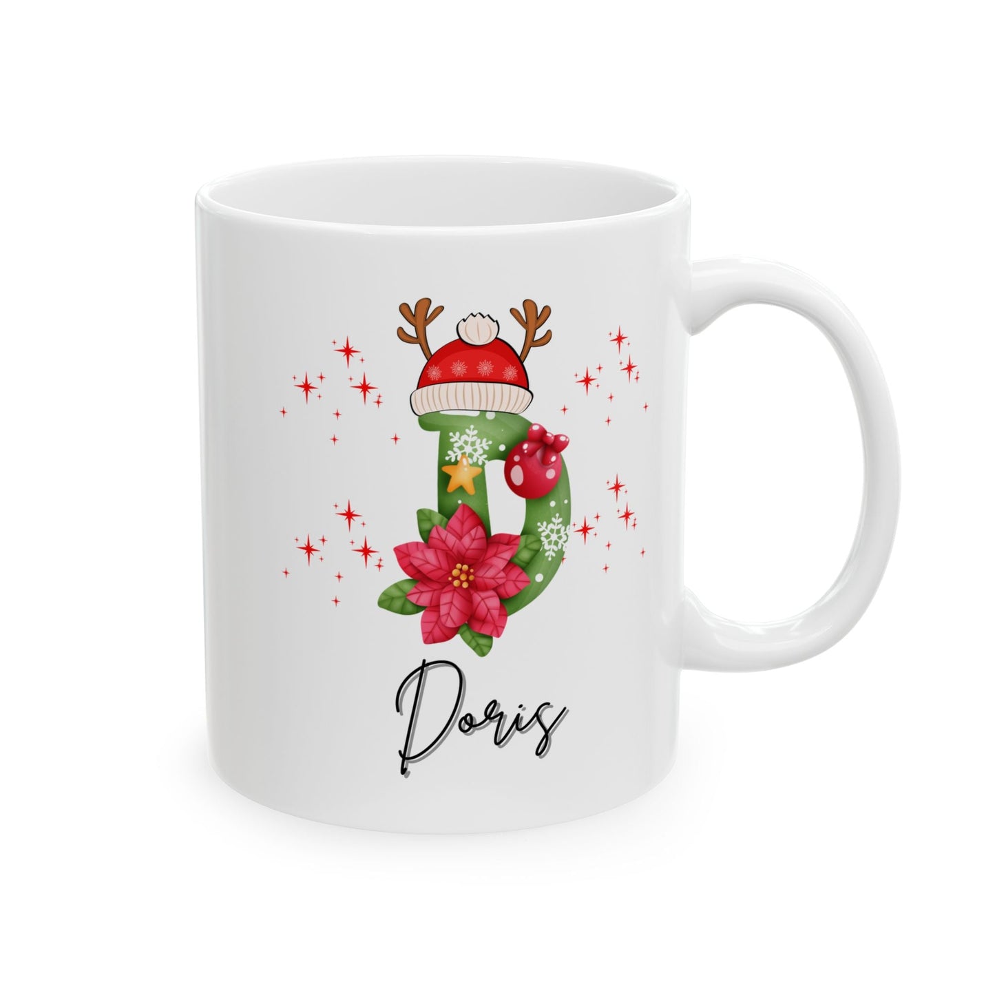 Family Christmas Name Mugs, D Name Gift