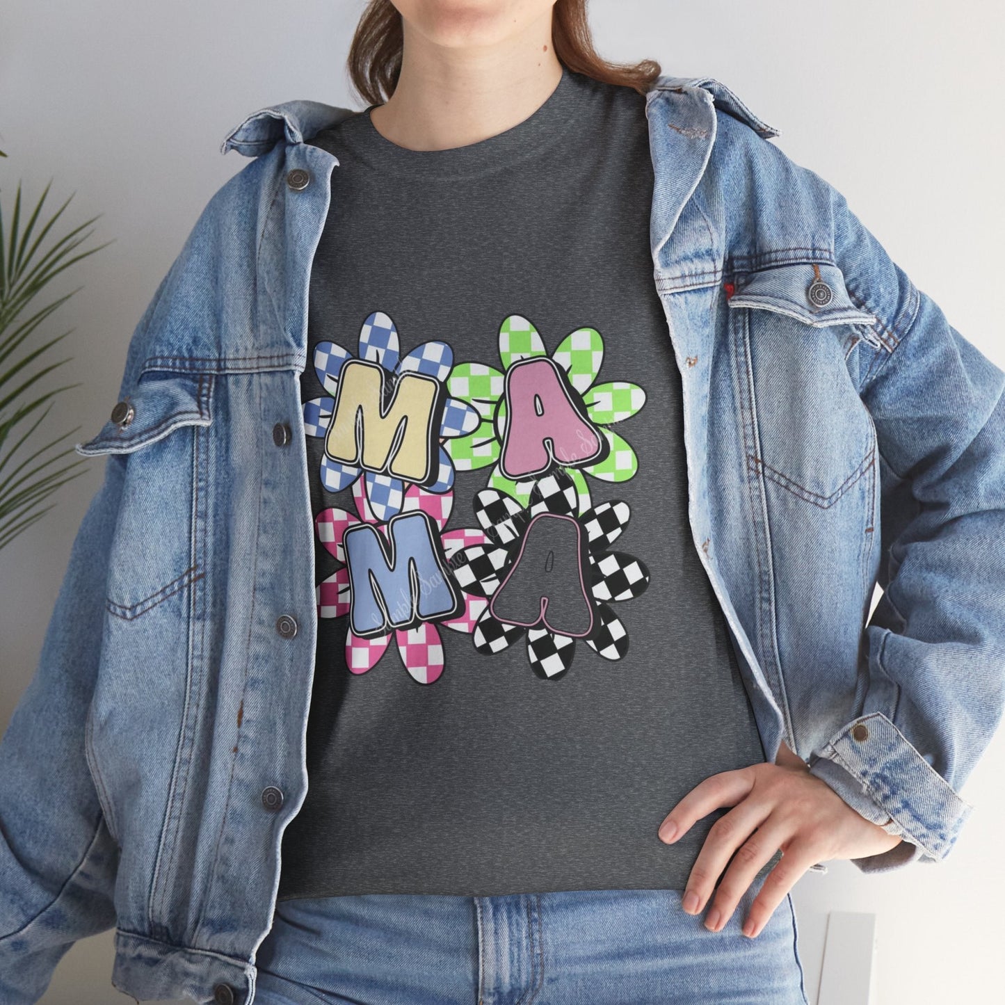Colorful Mama Floral Tee Heavy Cotton Tee, Gift for Mom