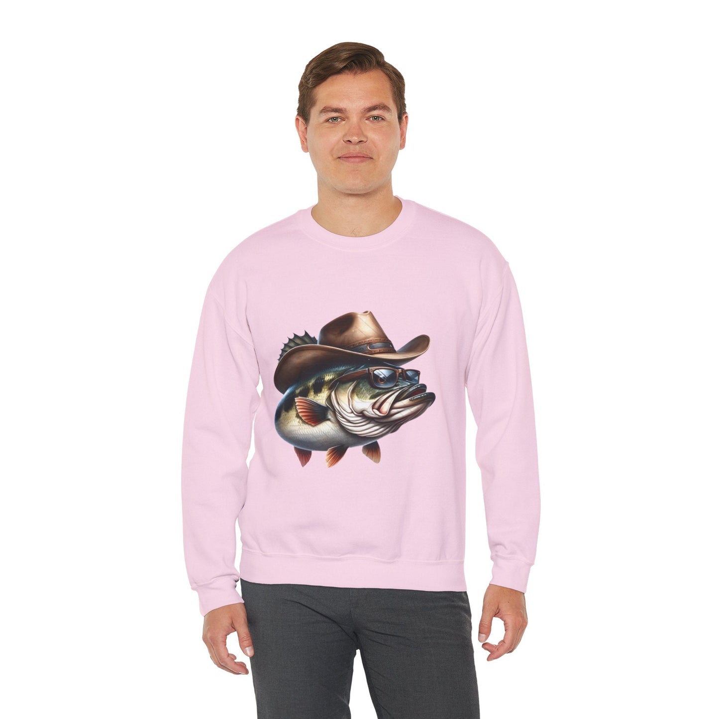 Funny Fishing Bass Cowboy Sweatshirt - Unisex Heavy Blend Crewneck
